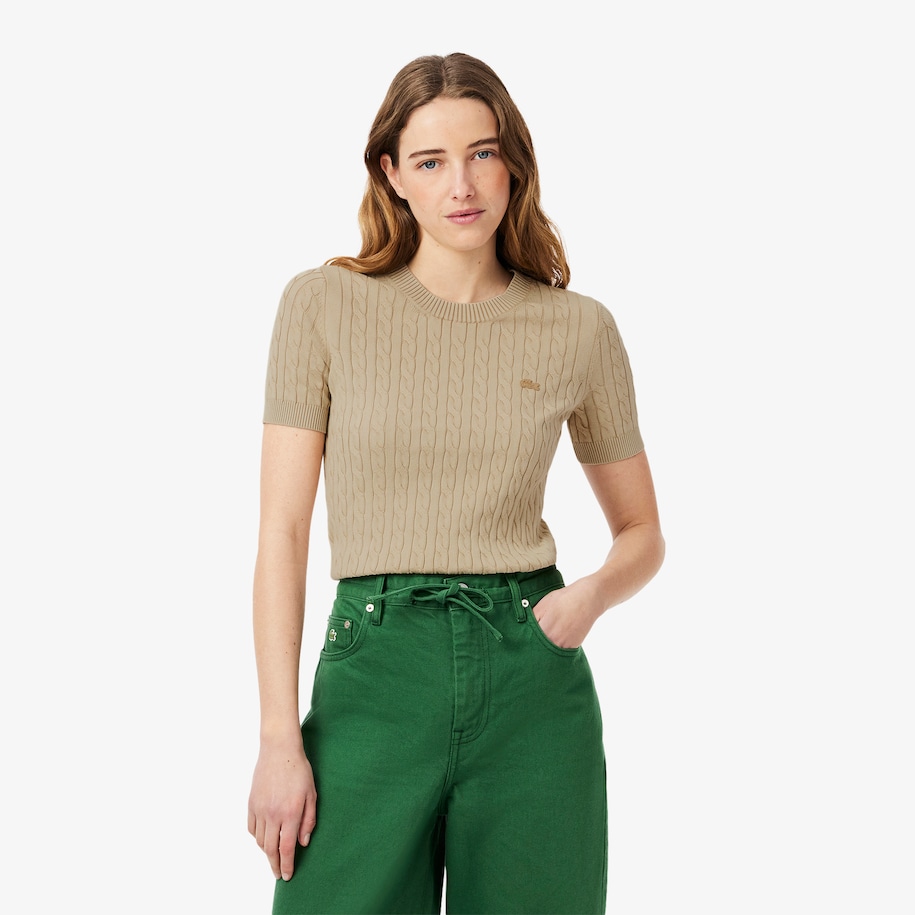 Washed Effect Cable Knit Sweater image number 0