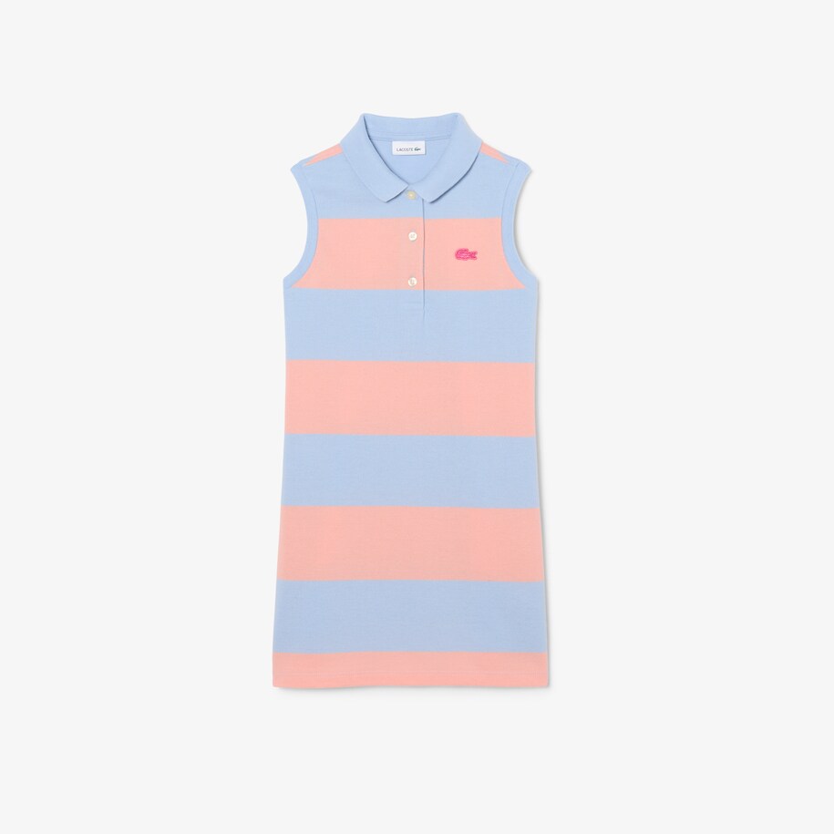 Sleeveless Striped Petit Piqu&eacute; Polo Dress image number 3