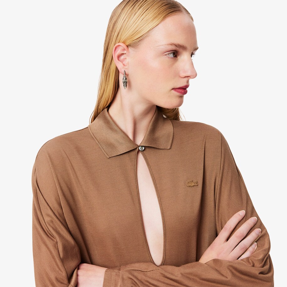 Runway Polo Collar Silk Maxi Dress image number 1