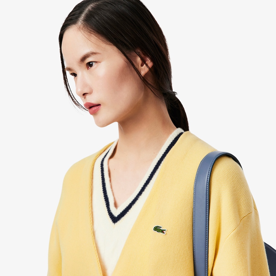 V Neck Moss Stitch Cotton Cardigan image number 1