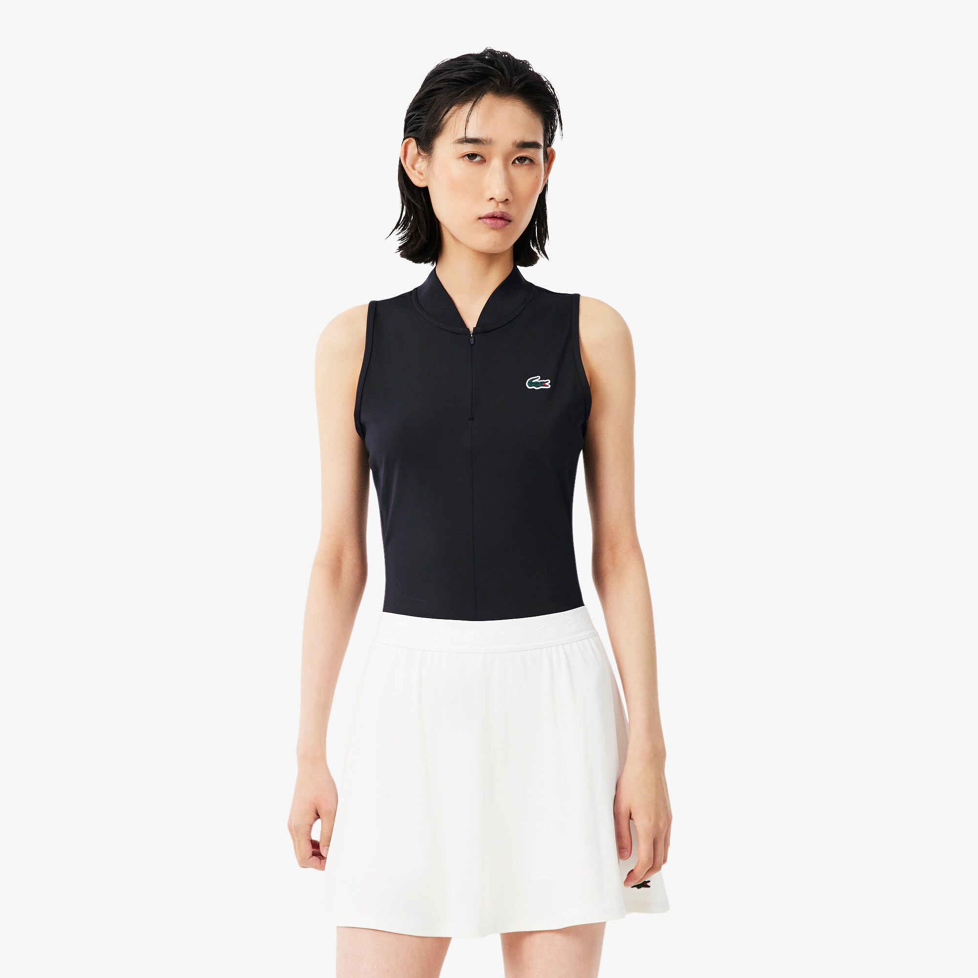 Sleeveless Stretch Dual Fabric Tennis Polo Shirt image number 1