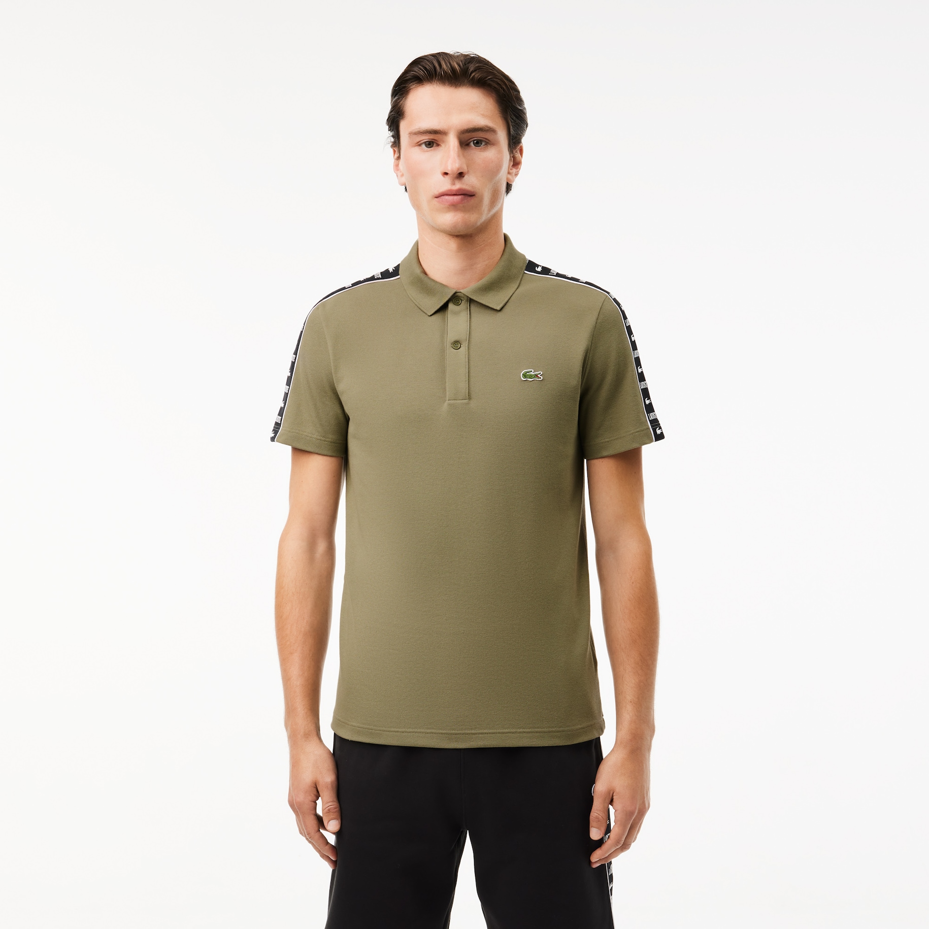 Logo Stripe Stretch Piqué Polo Shirt  image number 0