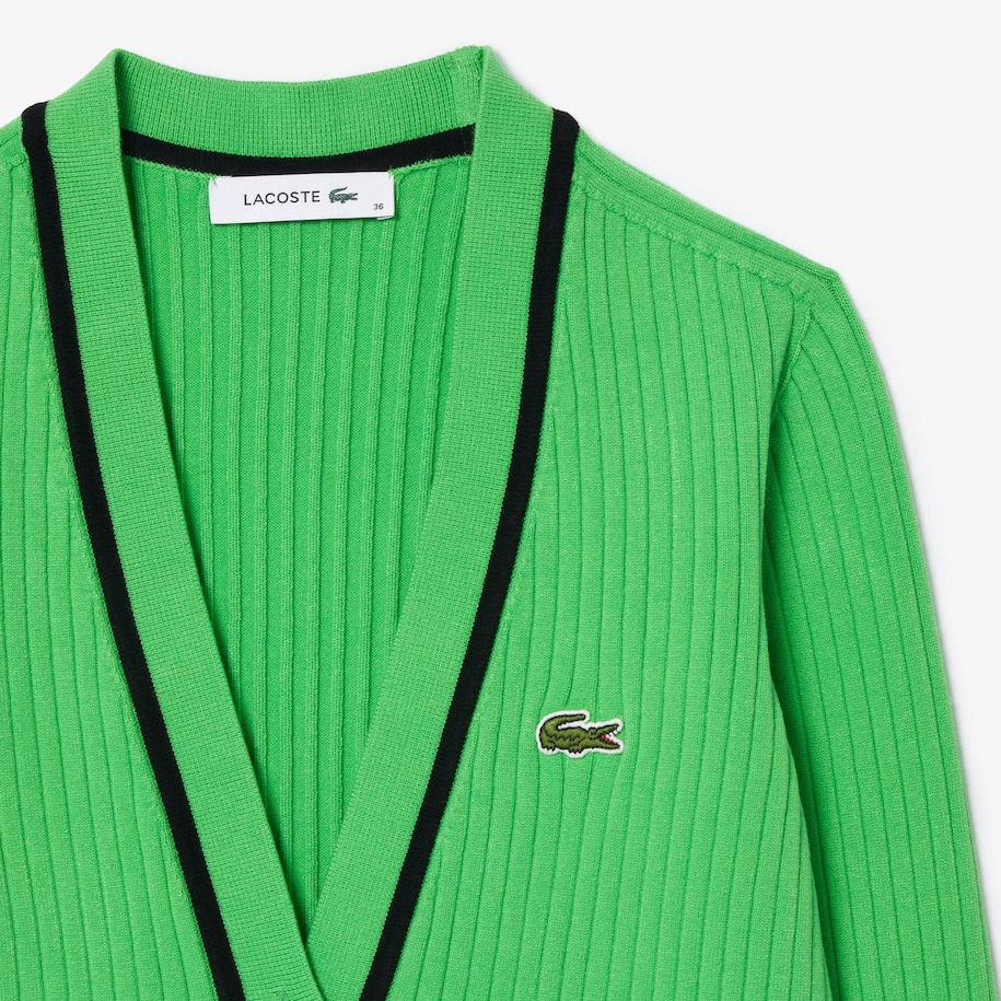 V Neck 3D Rib Knit Cardigan image number 4