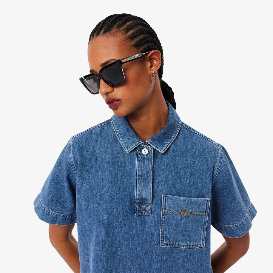 Oversized Denim Polo Dress image number 1