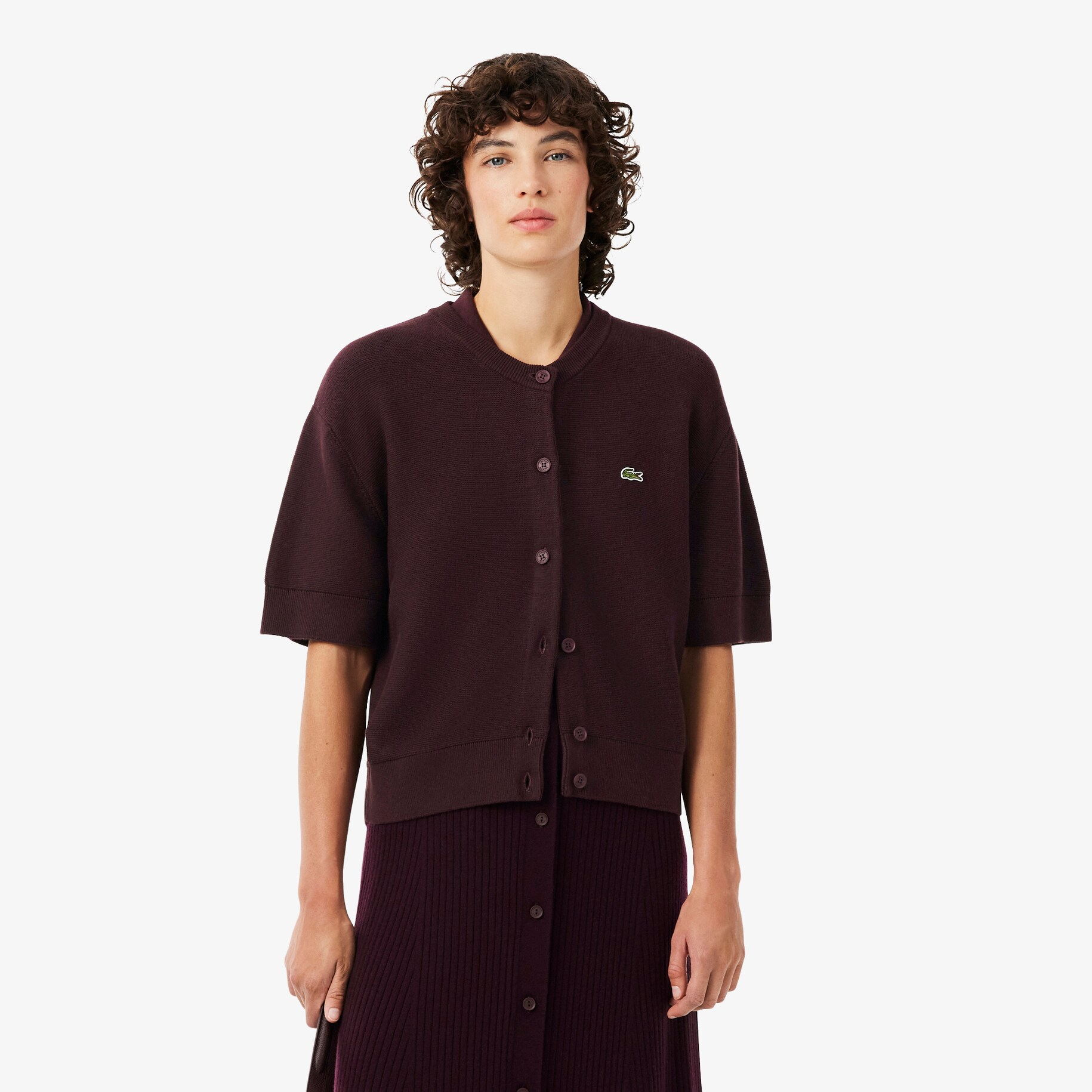 Cotton and Wool Blend Moss Stitch Cardigan image number 0