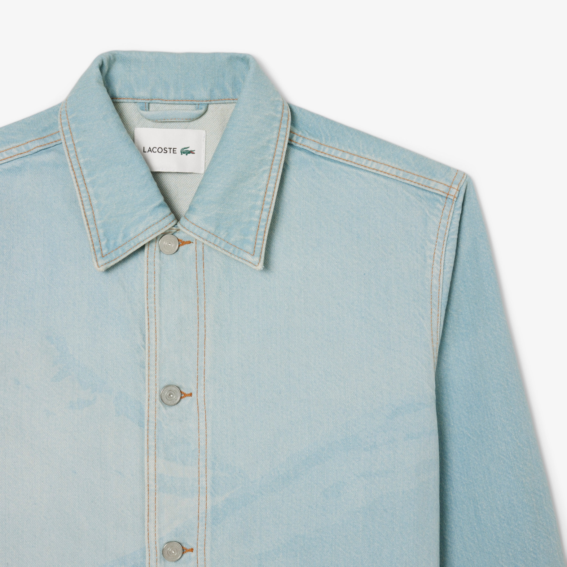 Landscape Motif Denim Overshirt image number 4