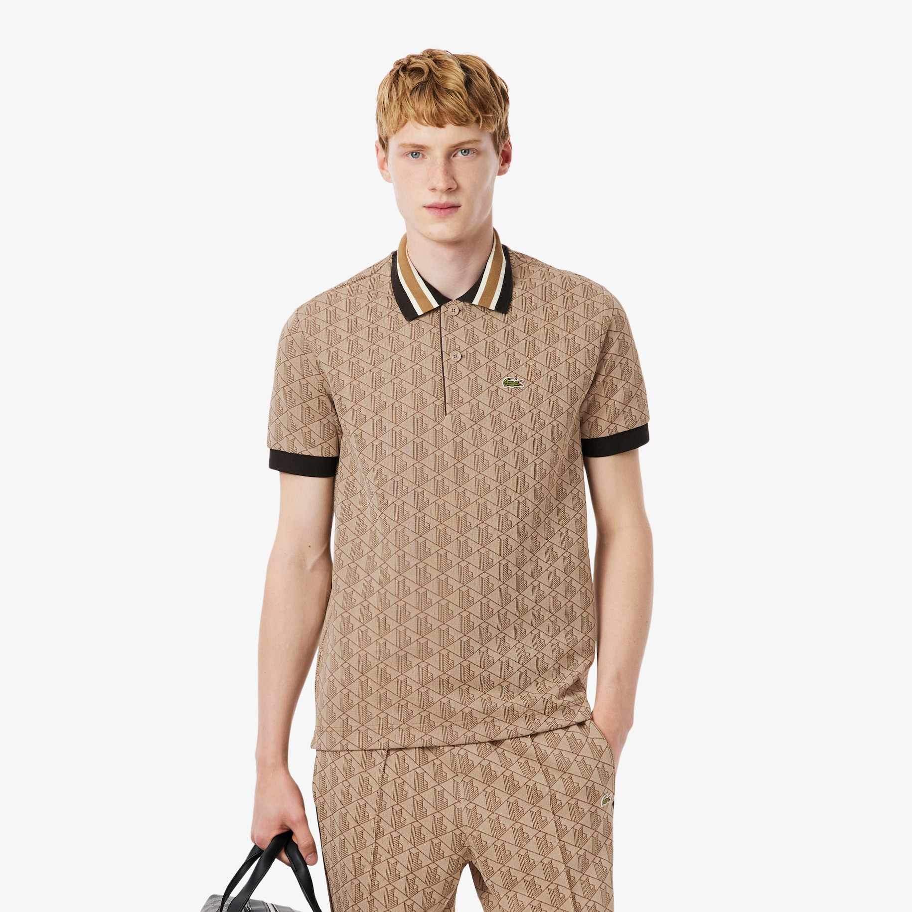 Classic Fit Contrast Collar Monogram Motif Polo Shirt image number 0