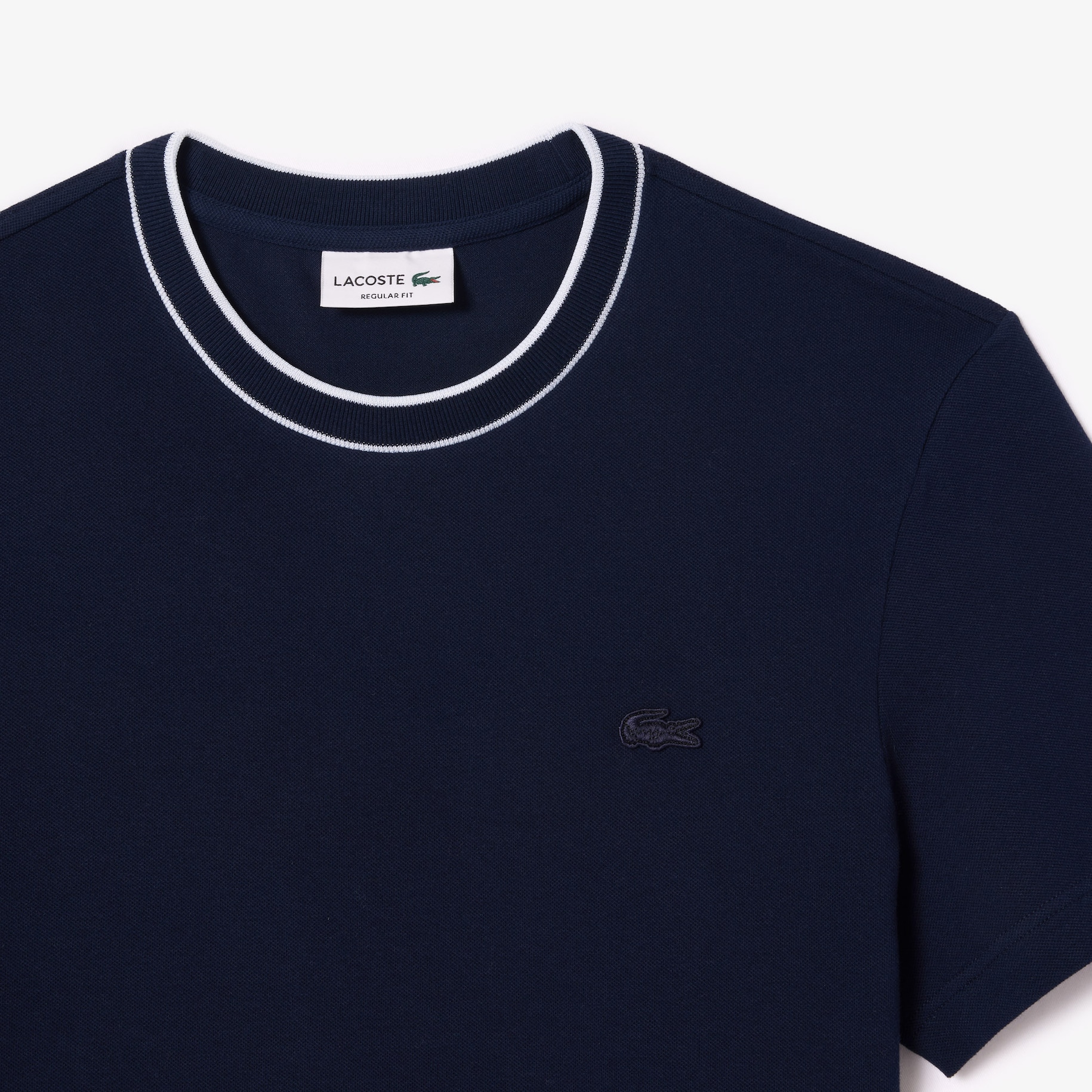 Stretch Piqué Stripe Collar T-shirt image number 4