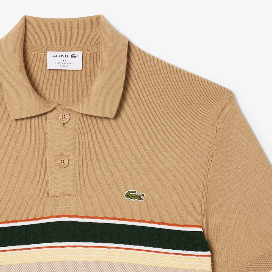 French Made Striped Polo Collar Sweater image number 4
