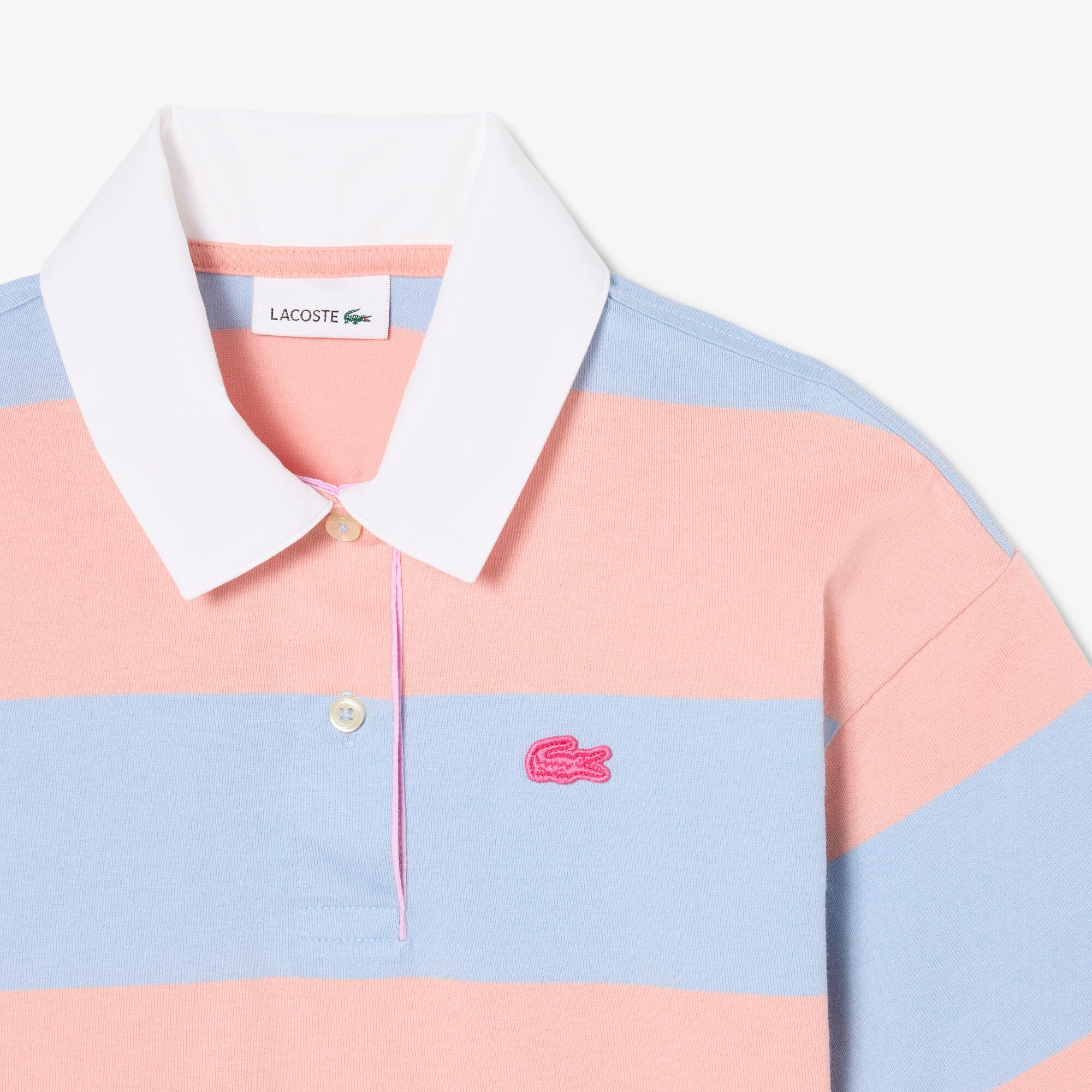 Oversized Striped Cotton Rugby Polo Shirt image number 5