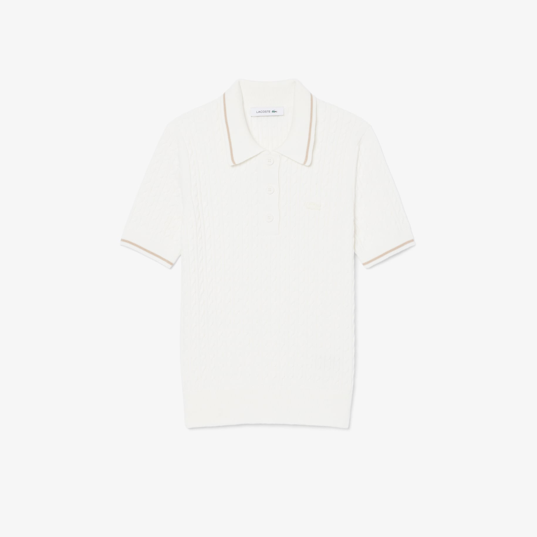 Striped Cable Knit Polo Collar Sweater image number 3