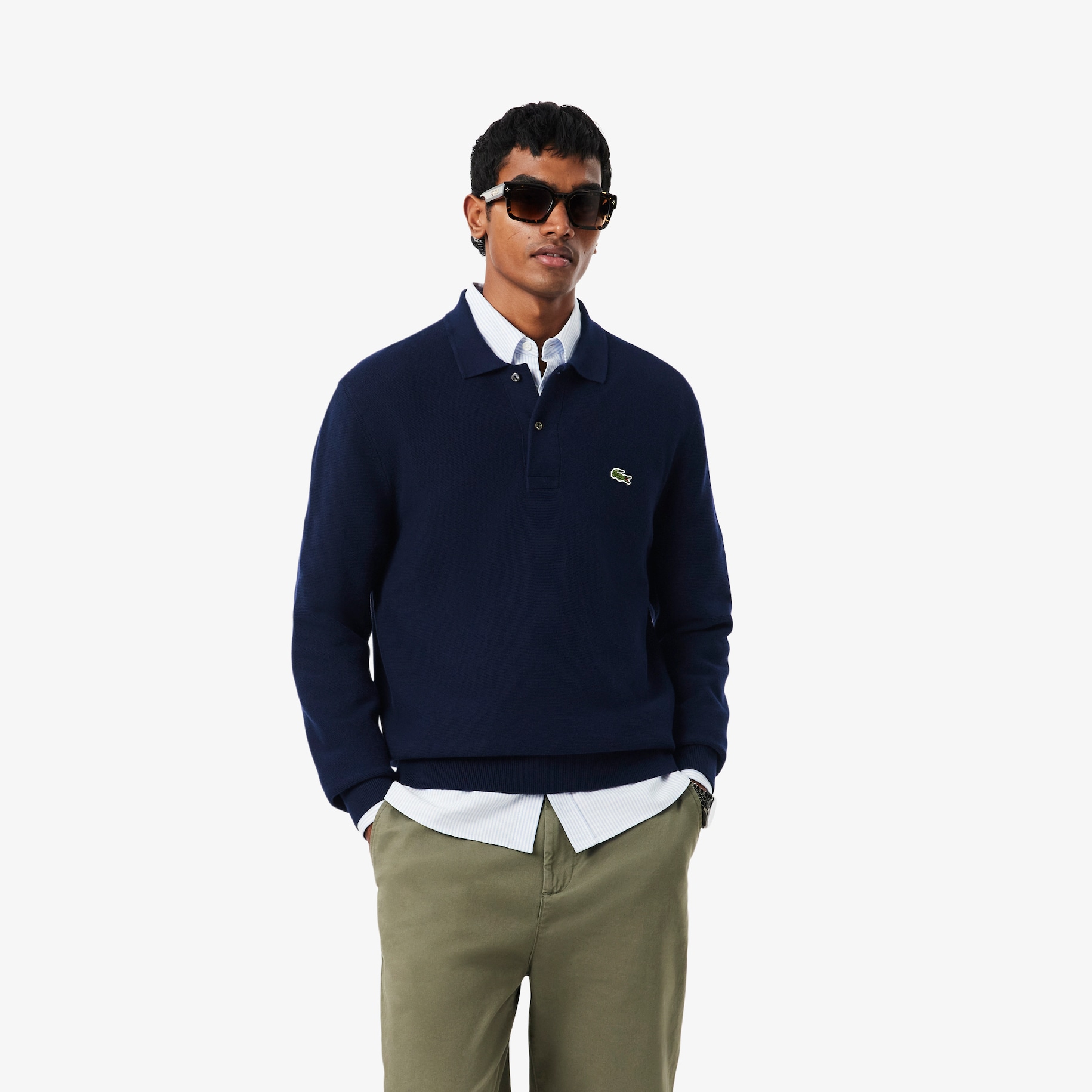 Classic Fit Long Sleeved Knitted Polo Shirt image number 0