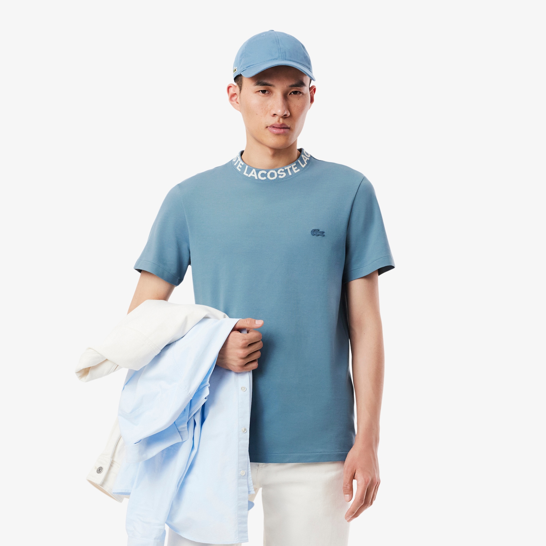 Regular Fit Jacquard Neck Stretch T-Shirt image number 0