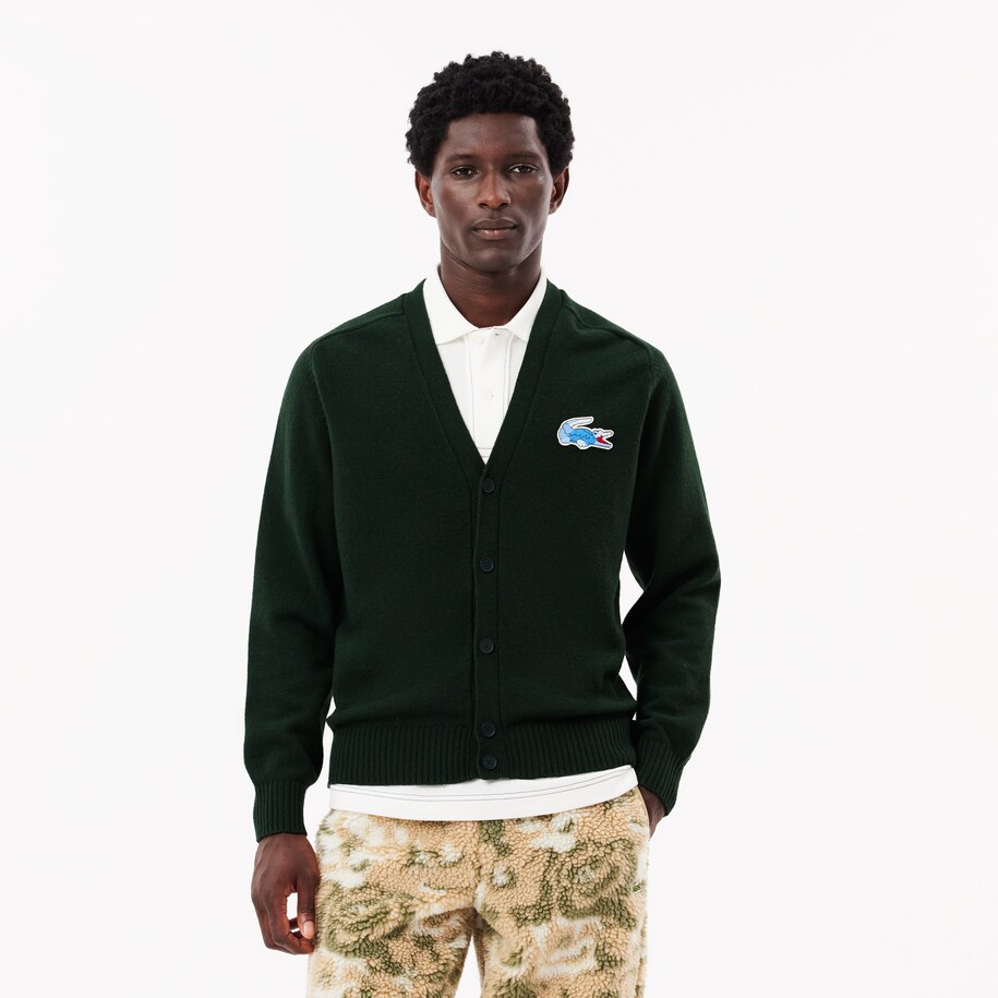 Monochrome Wool Crocodile Badge Cardigan image number 0