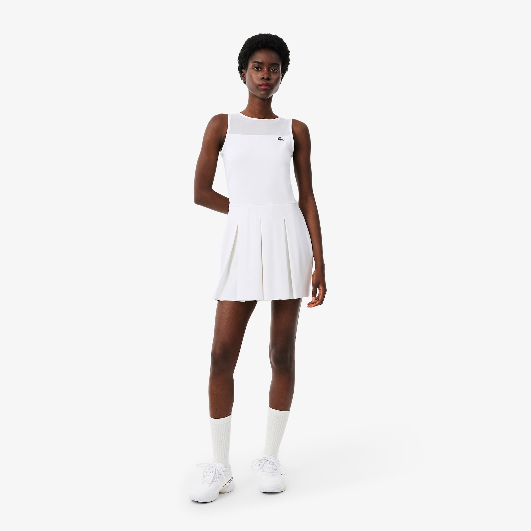 Dual Fabric Pleated Stretch Tennis Dress image number 1