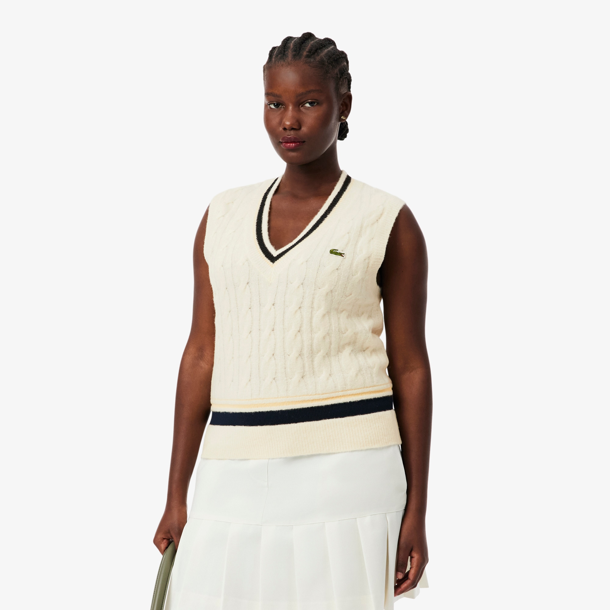 Cable Knit Wool Sweater Vest image number 6
