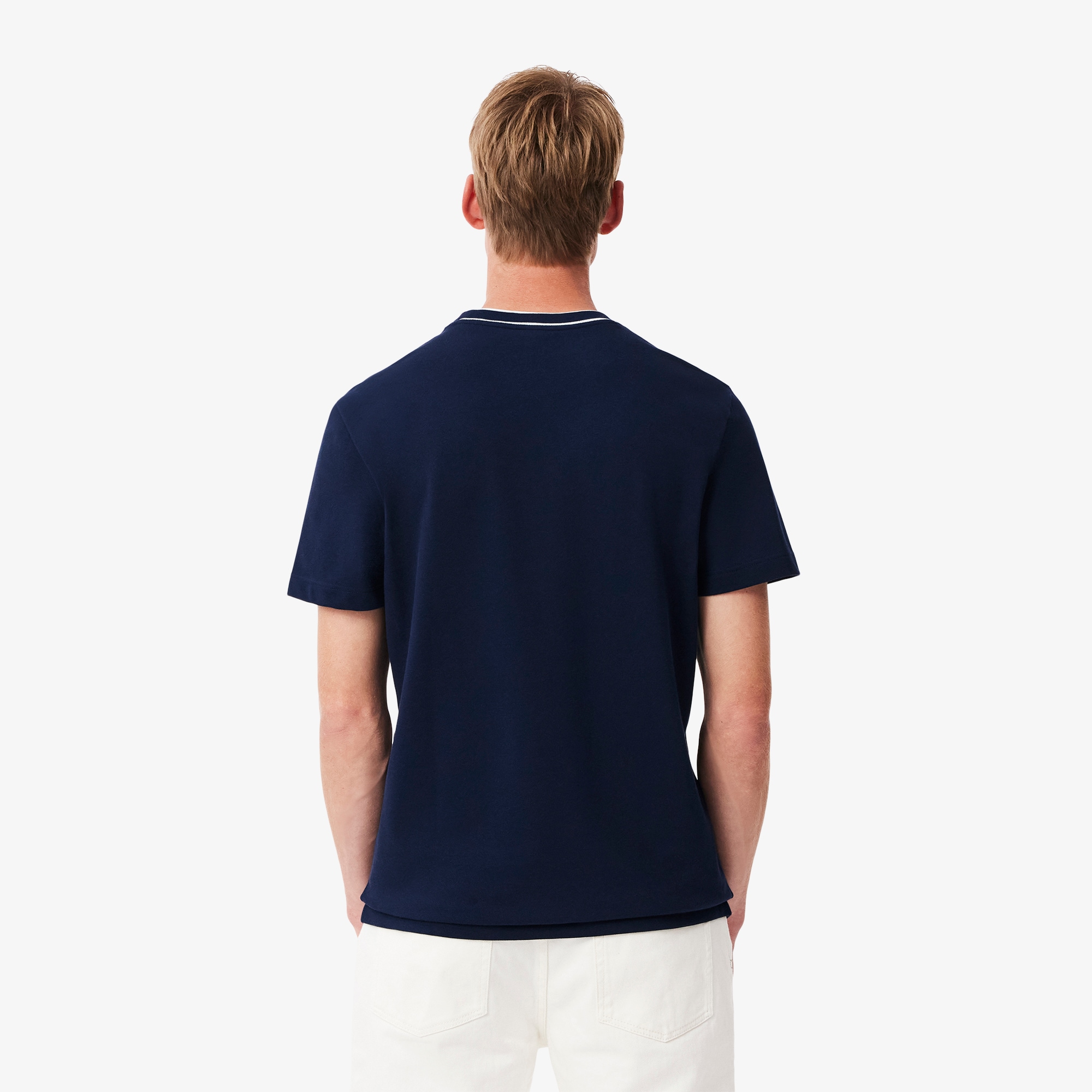 Stretch Piqué Stripe Collar T-shirt image number 2