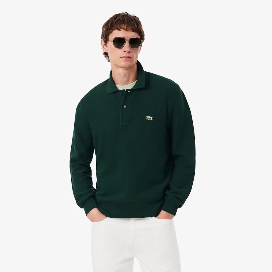 Classic Fit Long Sleeved Knitted Polo Shirt image number 0