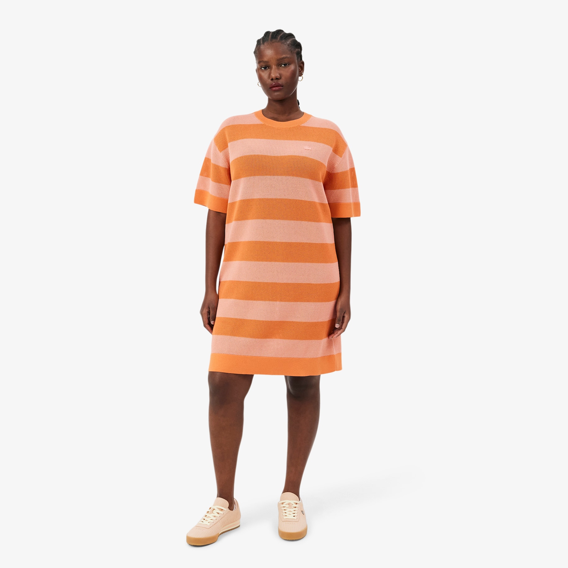 Striped Mesh Knit T-shirt Dress image number 6