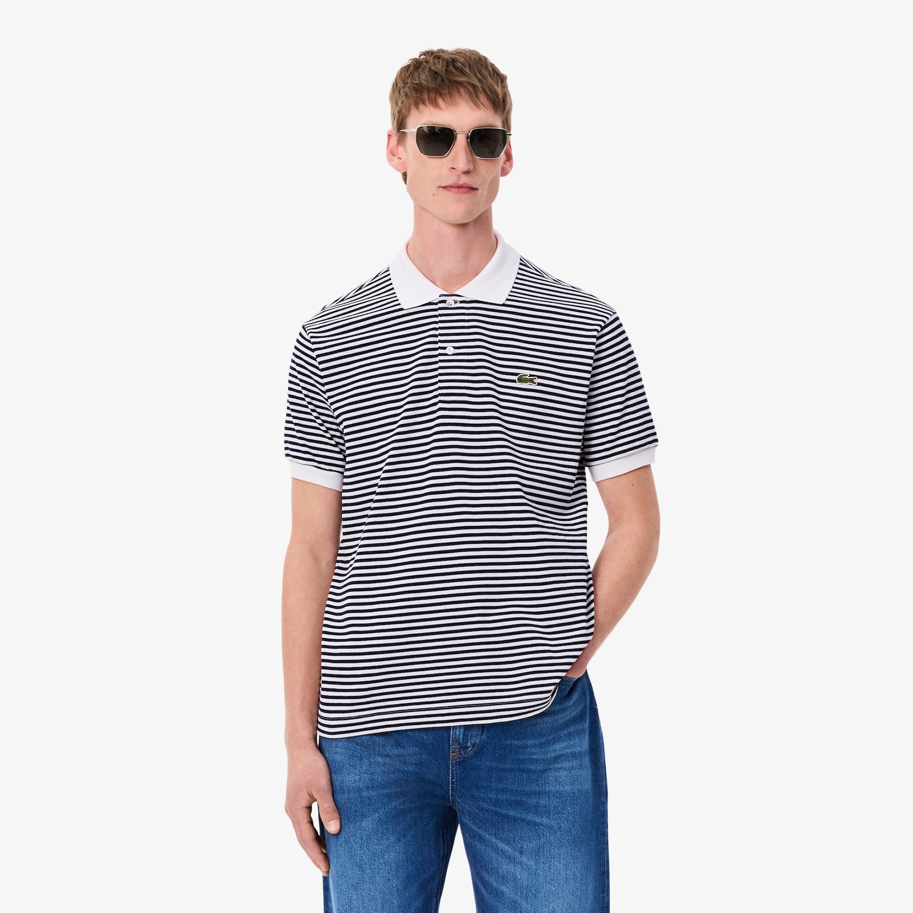 Classic Fit L.12.12 Striped Petit Piqu&eacute; Polo Shirt image number 0