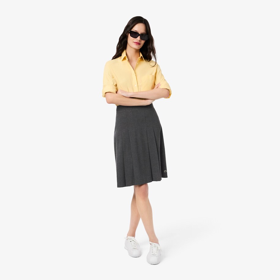 Pleated Flannel Midi Skirt image number 0