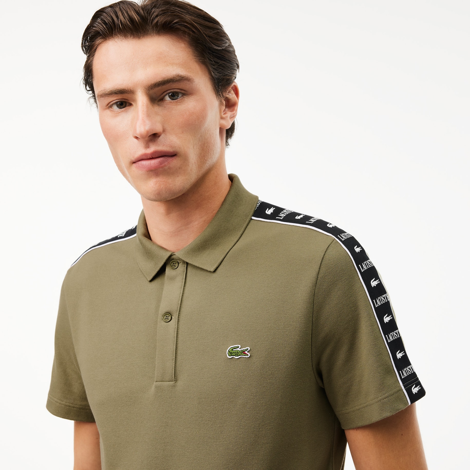 Logo Stripe Stretch Piqué Polo Shirt  image number 1