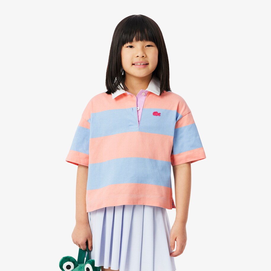 Oversized Striped Cotton Rugby Polo Shirt image number 0