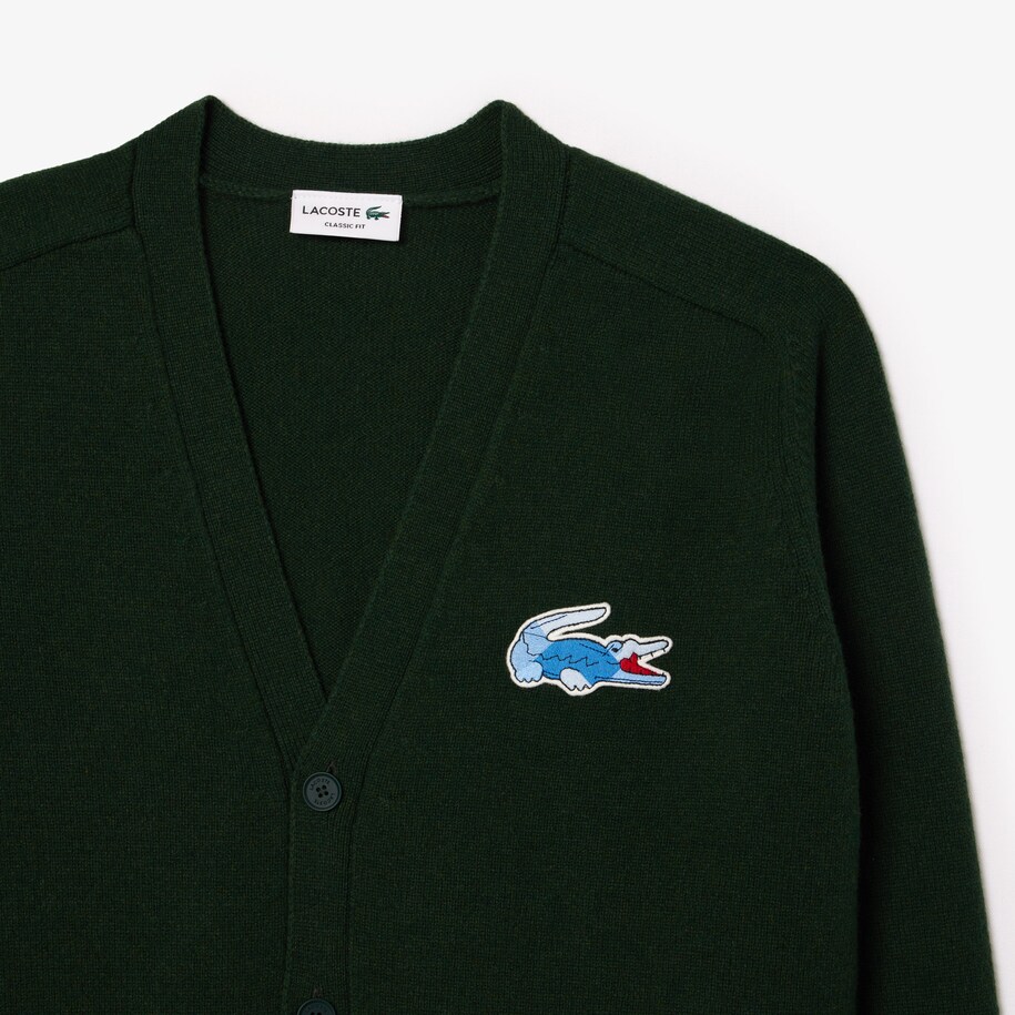 Monochrome Wool Crocodile Badge Cardigan image number 4