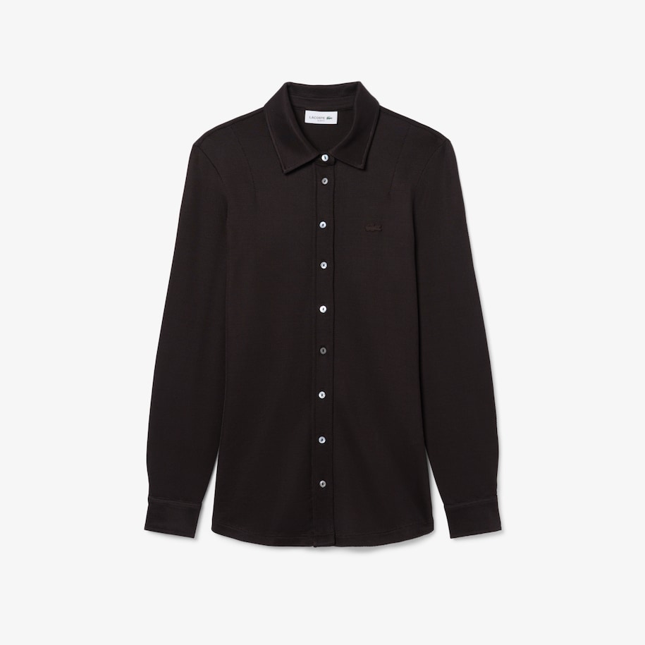 Slim Fit Long Sleeved Piqu&eacute; Polo Shirt image number 3