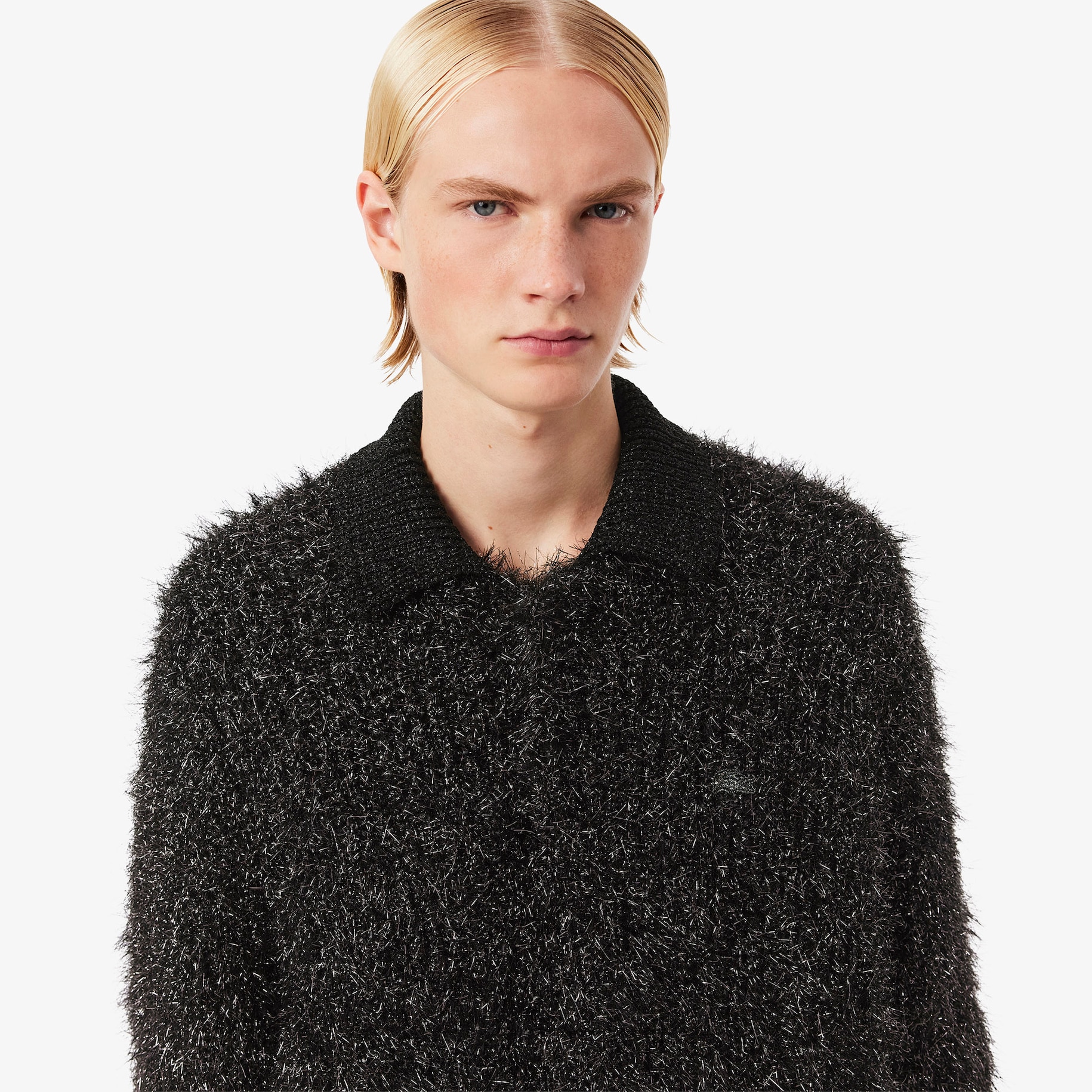 Sweater Lurex Knit Kerah Polo Runway image number 1