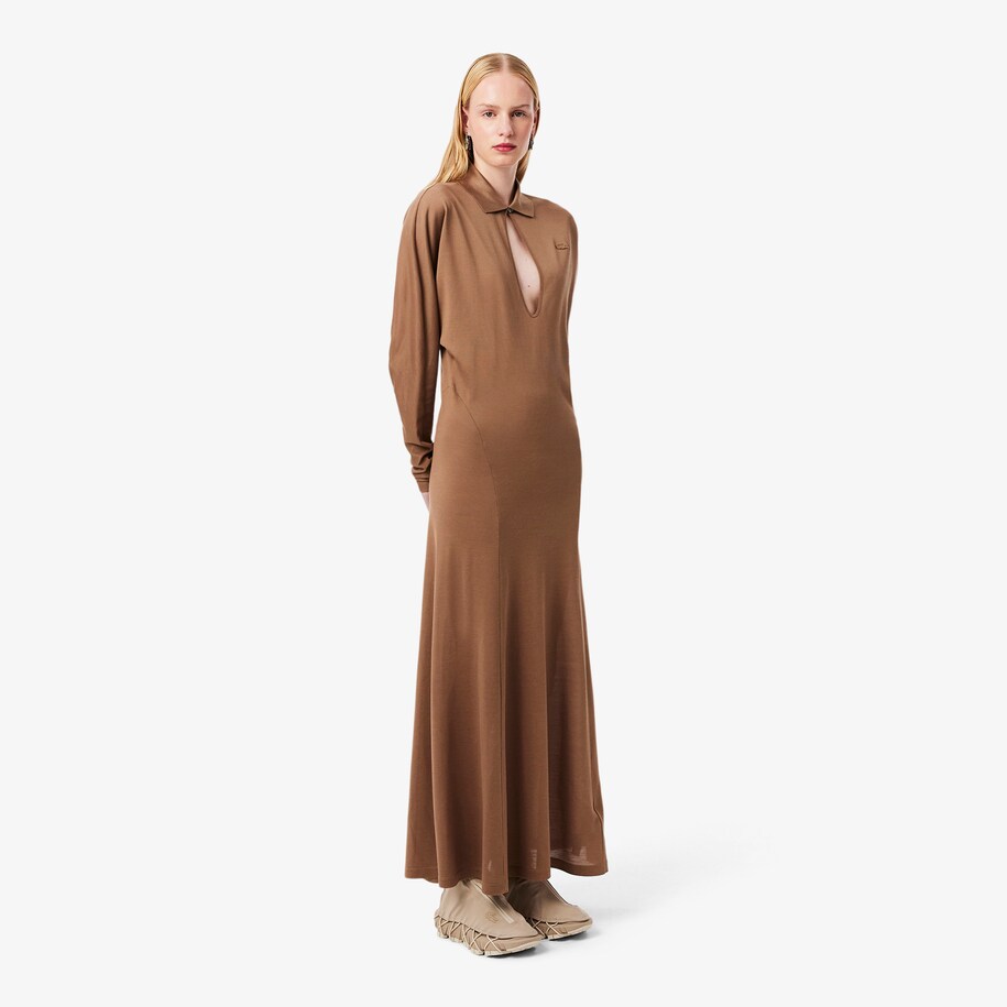 Runway Polo Collar Silk Maxi Dress image number 0