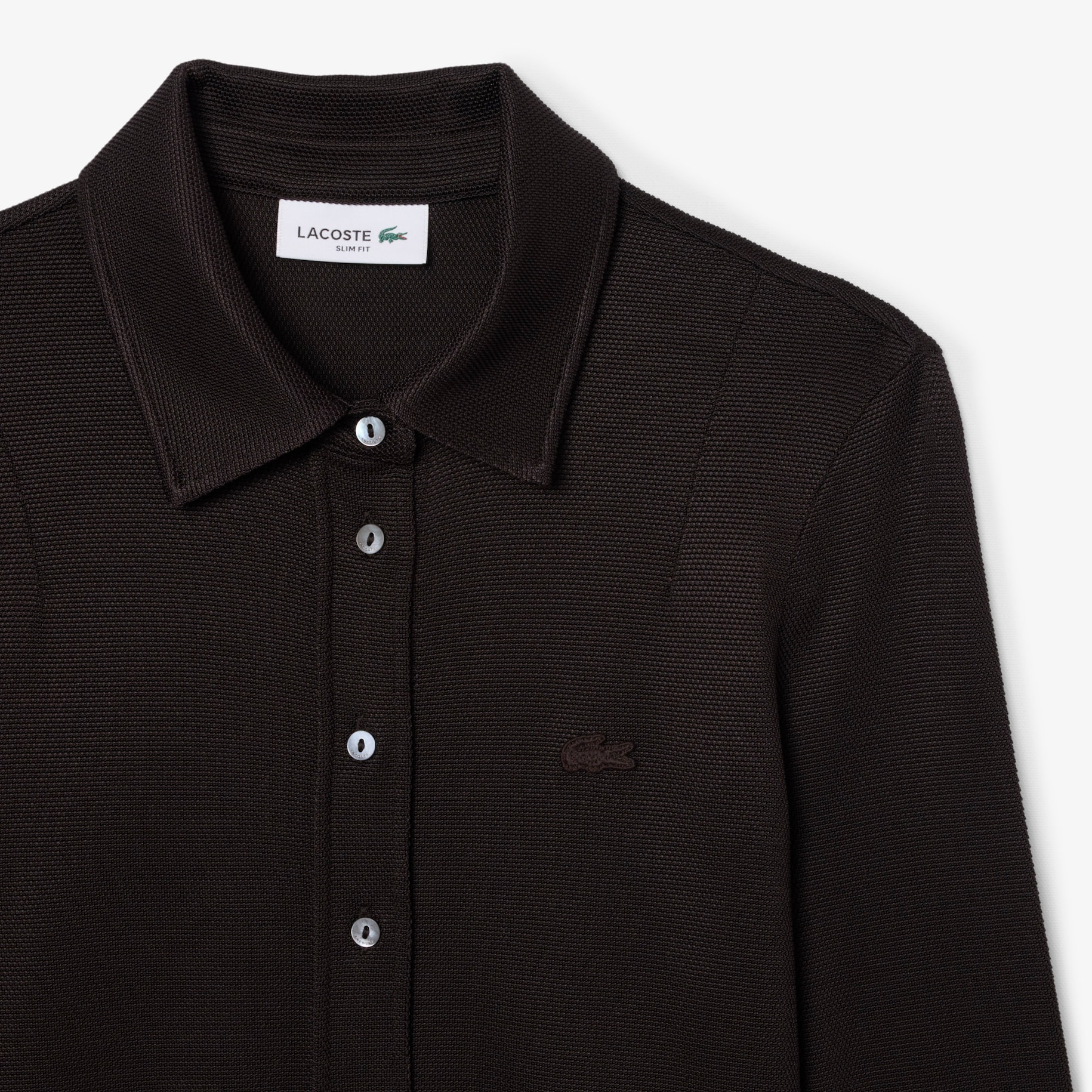 Slim Fit Long Sleeved Piqu&eacute; Polo Shirt image number 4