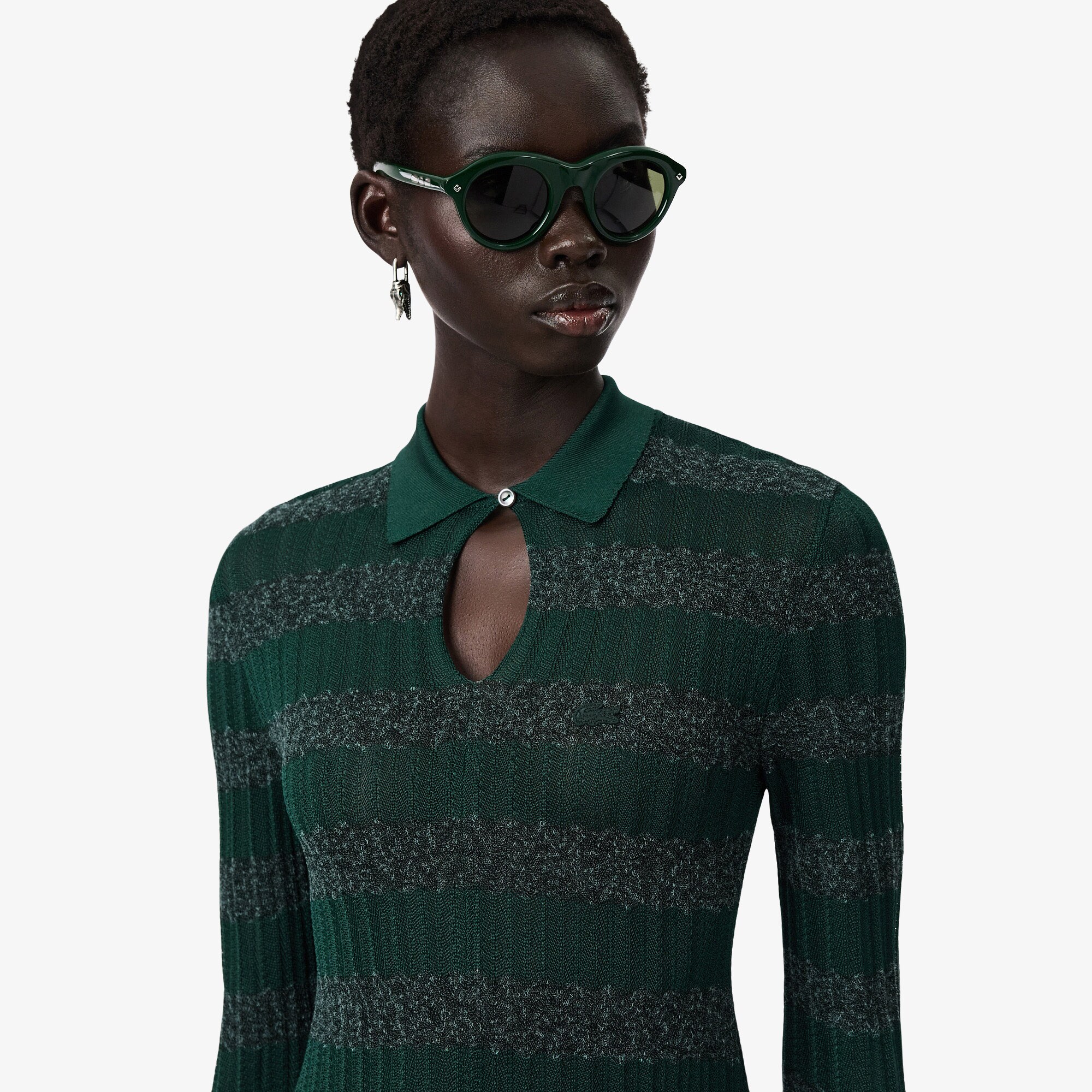 Runway Polo Collar Pointelle Maxi Dress image number 1