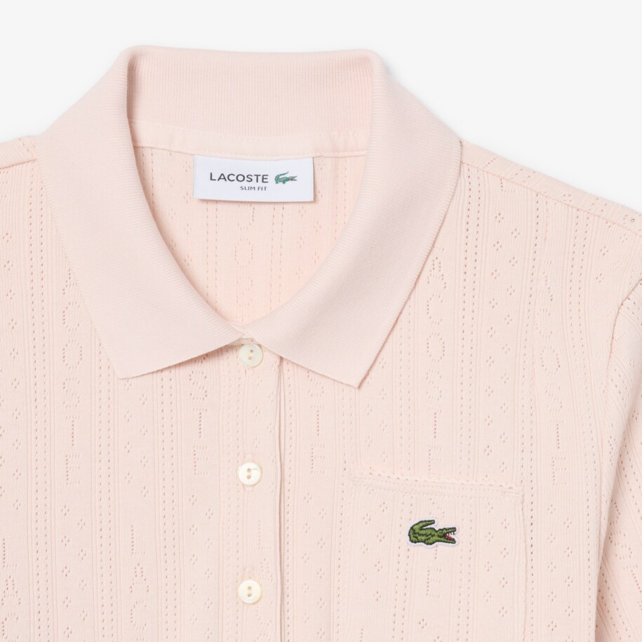 Slim Fit Pointelle Knit Polo Shirt image number 4