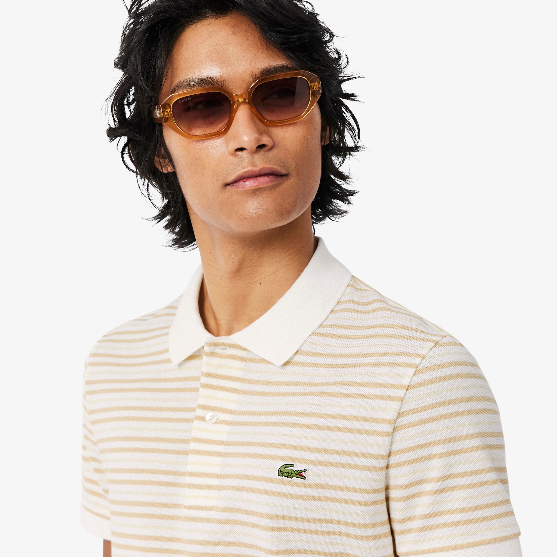 Classic Fit Striped Petit Piqu&eacute; Polo Shirt image number 1