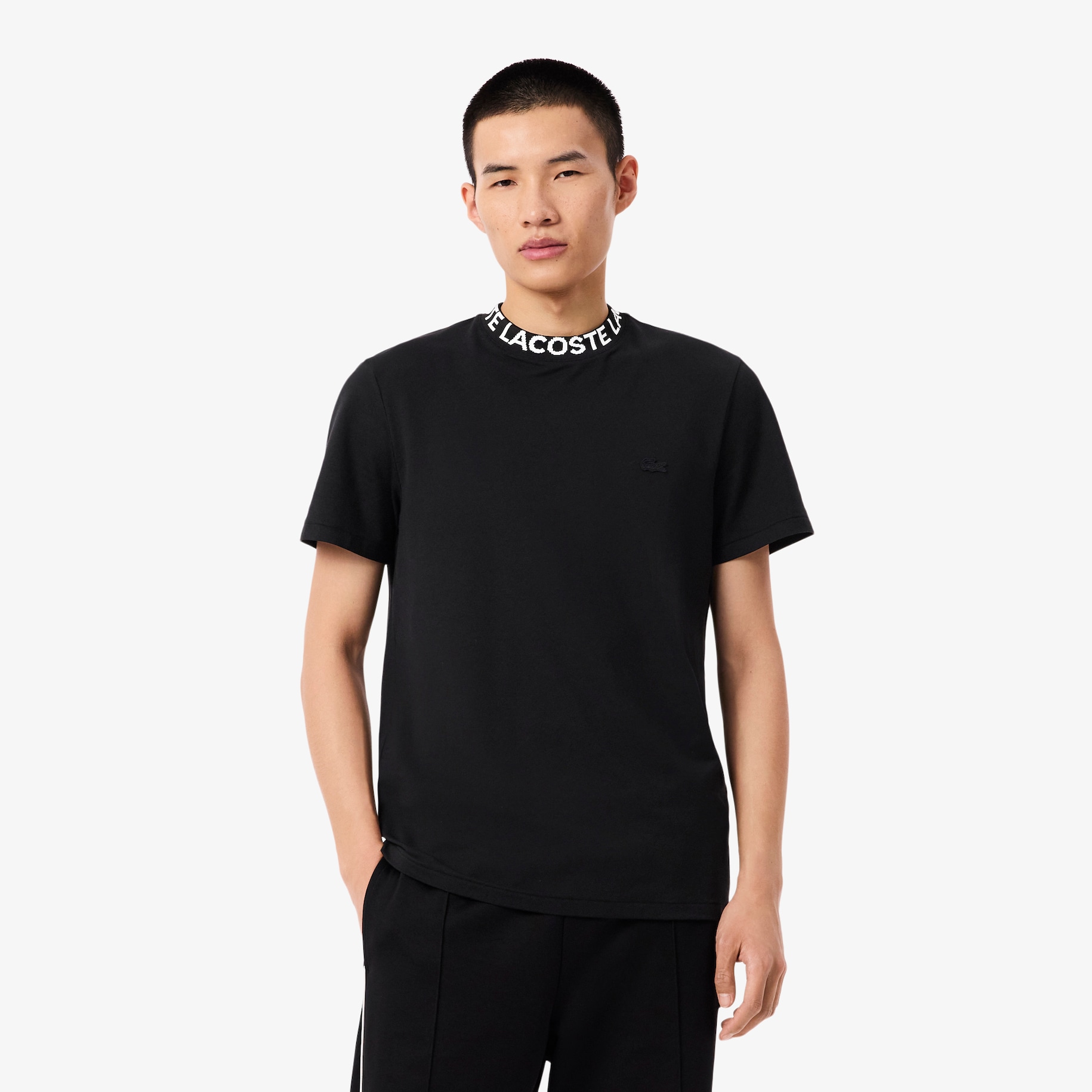 Regular Fit Jacquard Neck Stretch T-Shirt image number 0