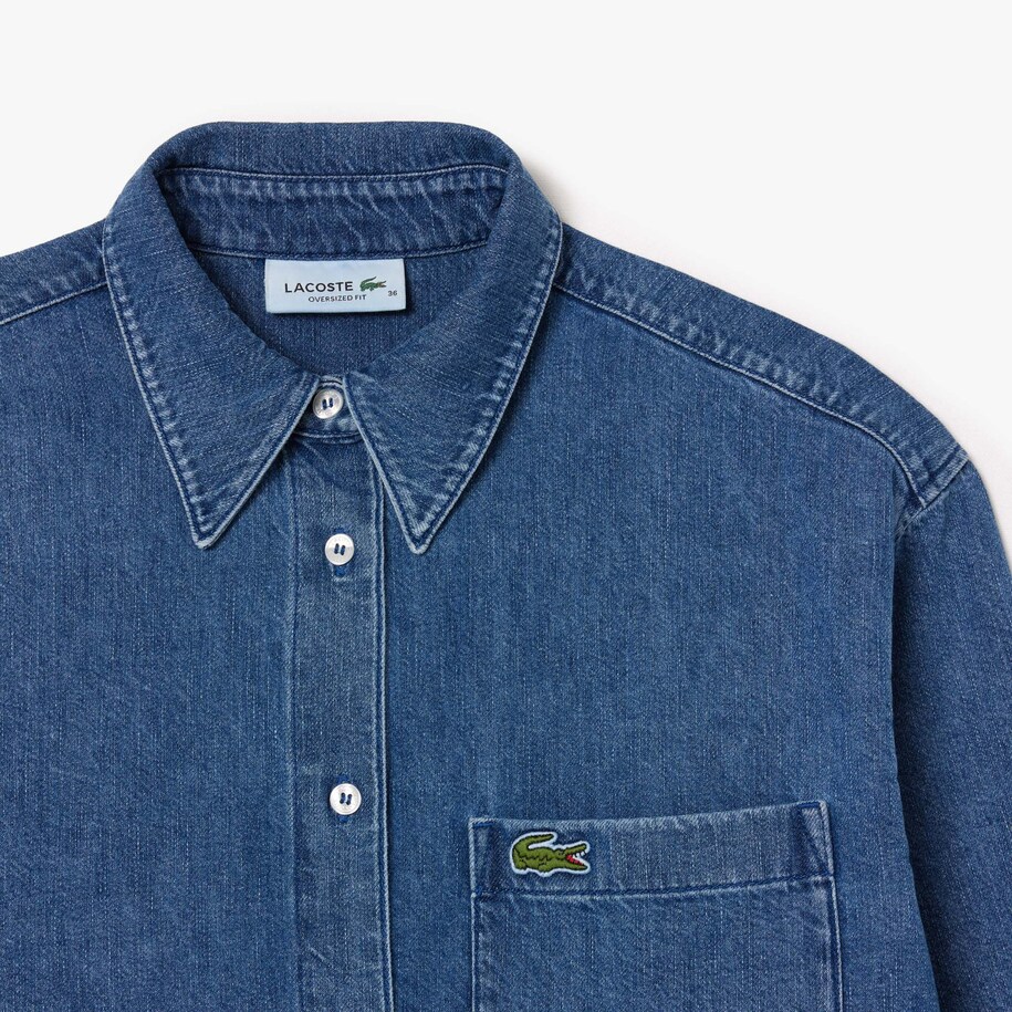 Oversized Denim Breast Pocket Shirt image number 4