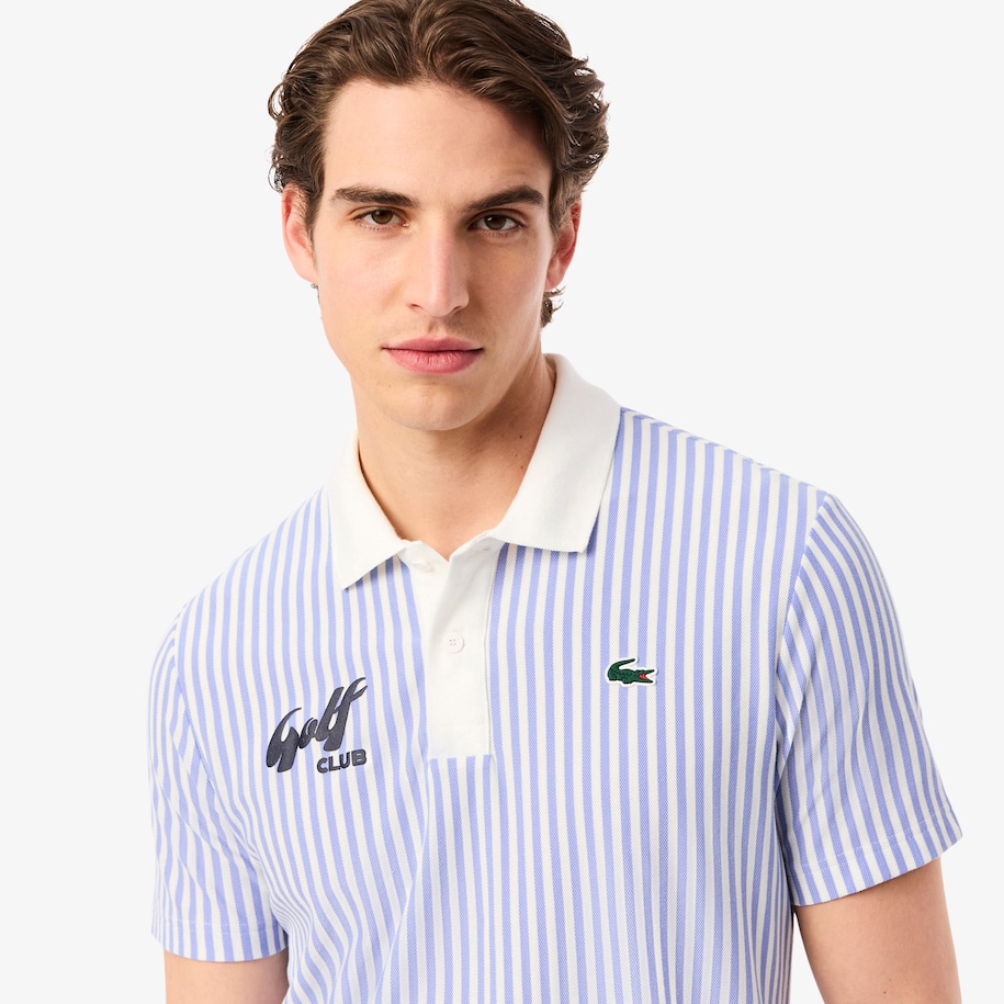 Heat Regulating Striped Golf Polo Shirt image number 1