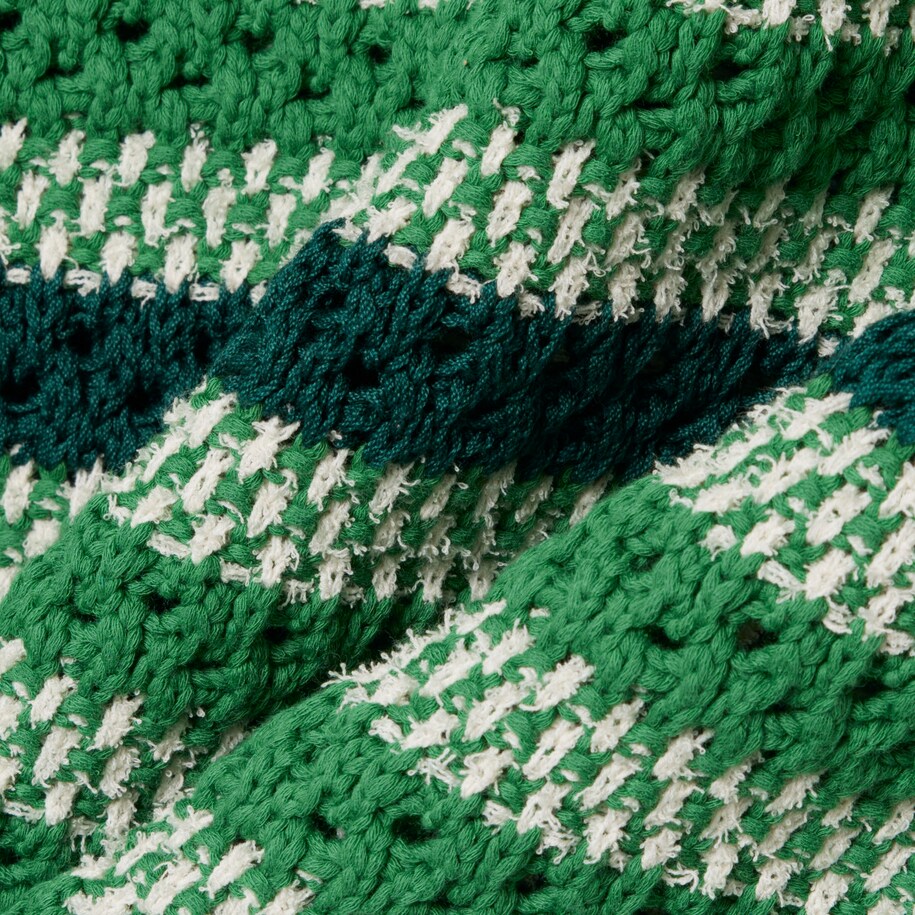 Sweater Kerah Polo Garis Renda Runway image number 6
