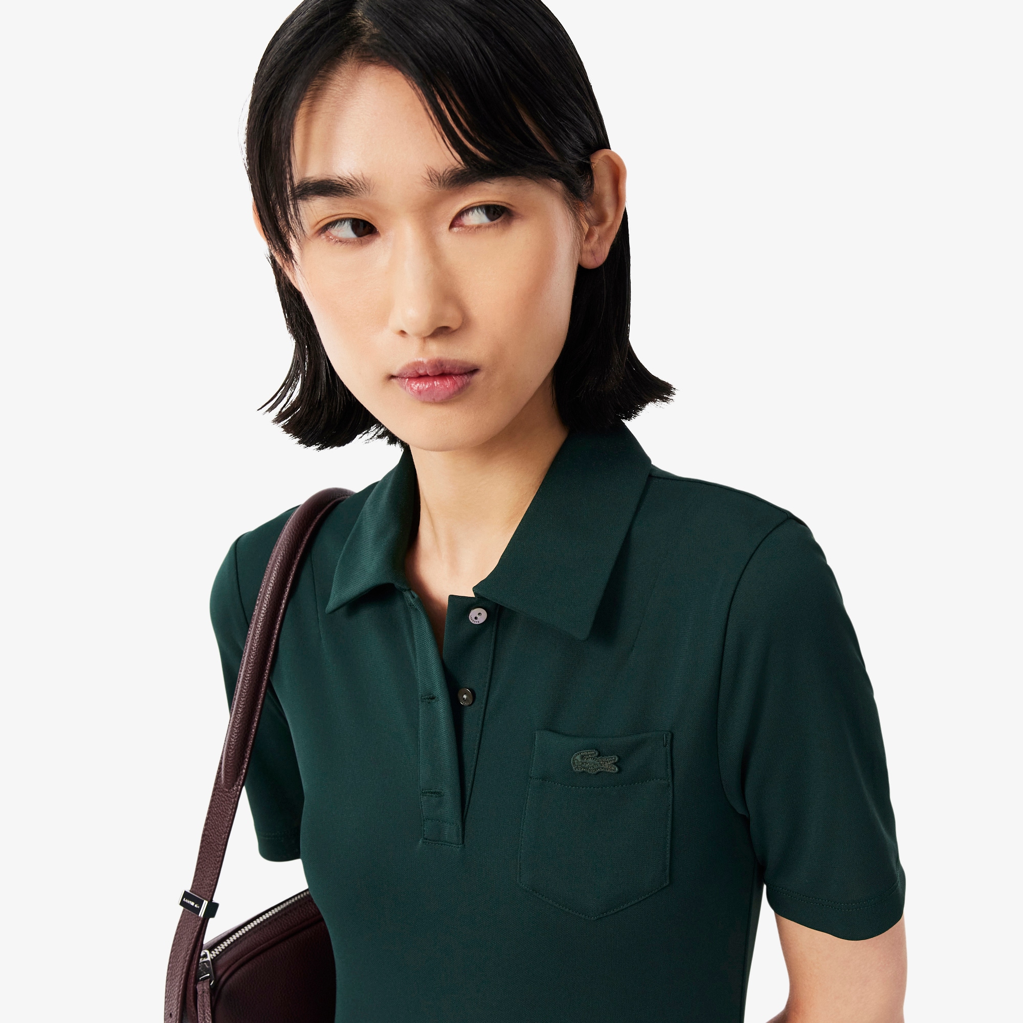 Pleated Fluid Jersey Polo Collar Dress image number 1