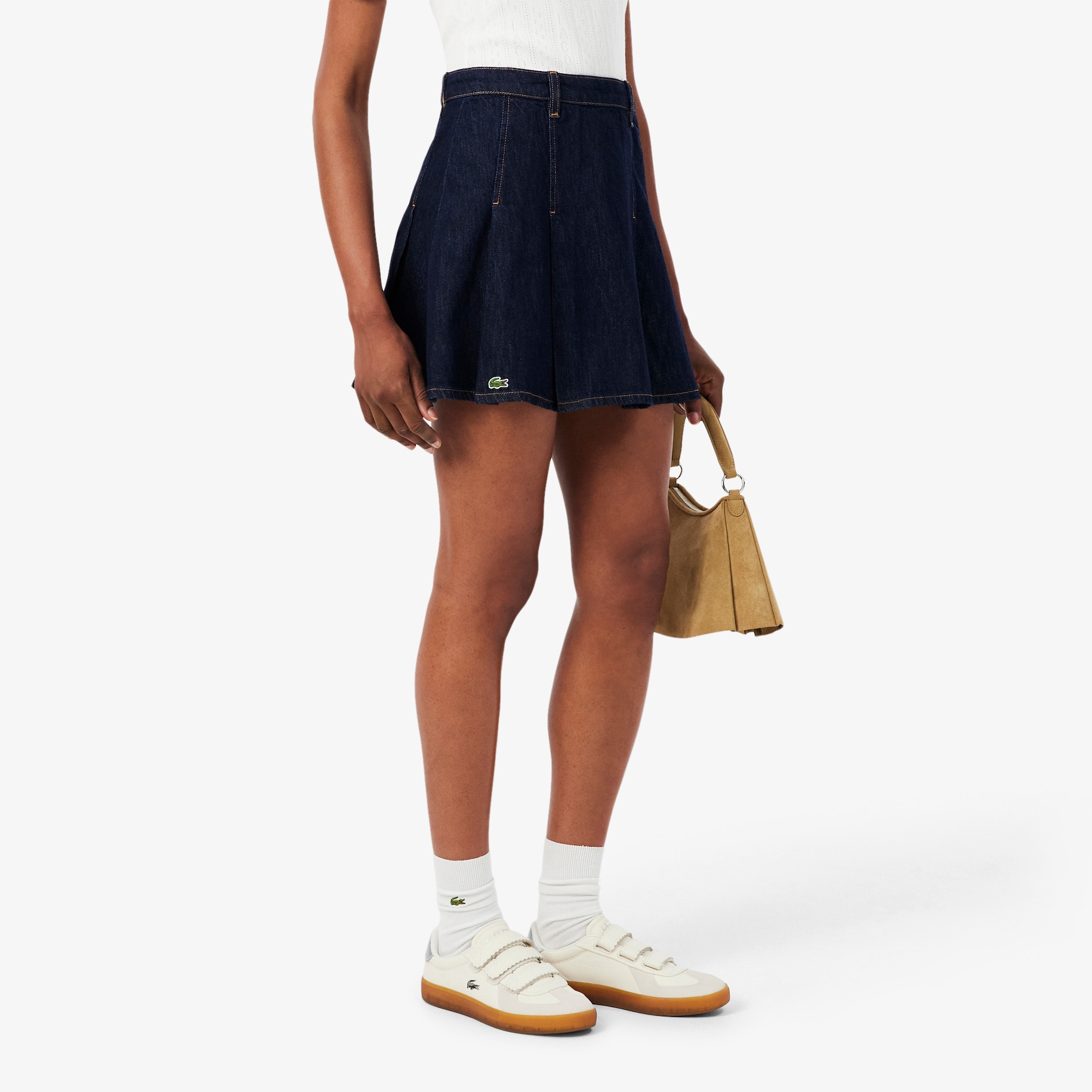 Short Pleated Denim Skirt image number 1