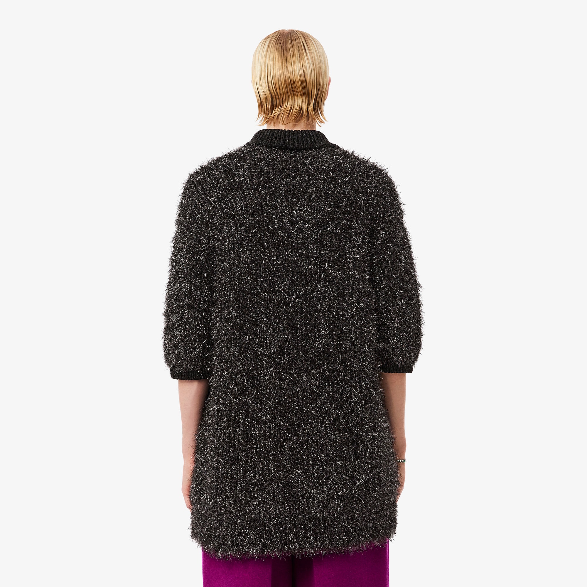 Sweater Lurex Knit Kerah Polo Runway image number 2