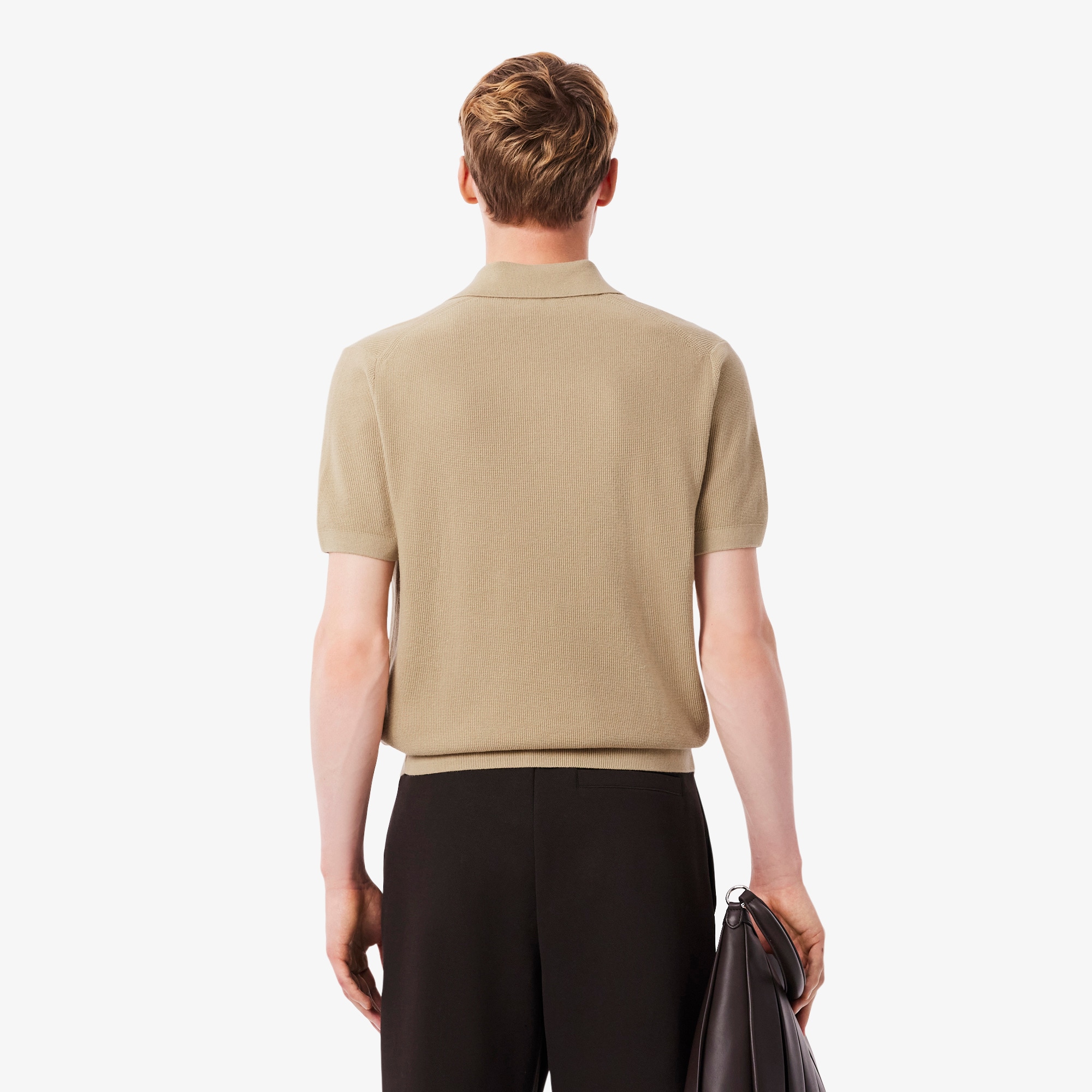 Cotton Blend Open Polo Collar Sweater image number 2