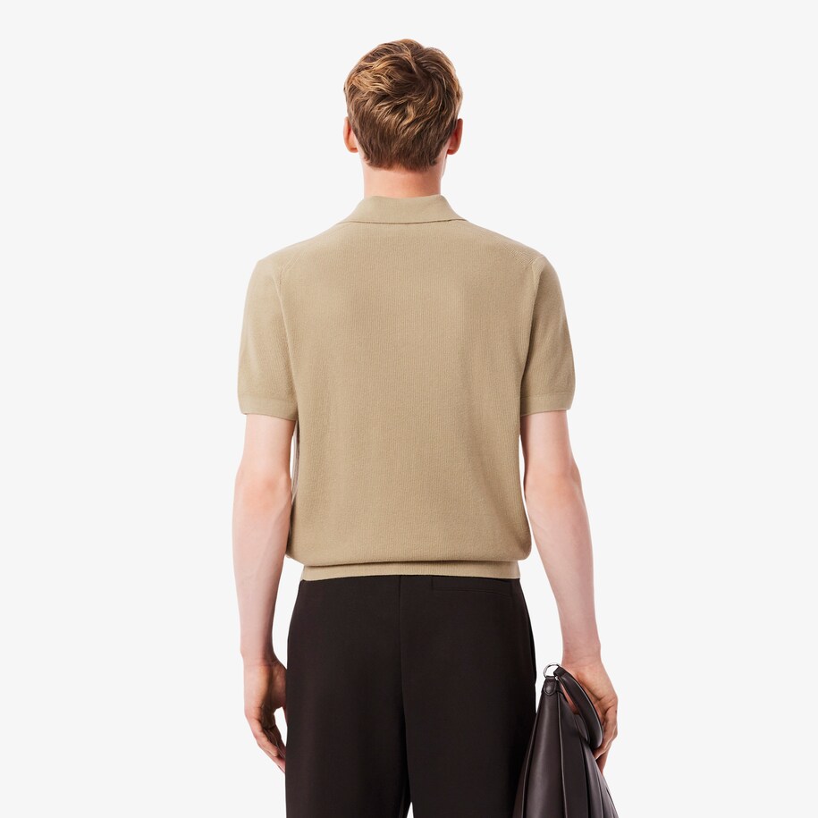 Cotton Blend Open Polo Collar Sweater image number 2