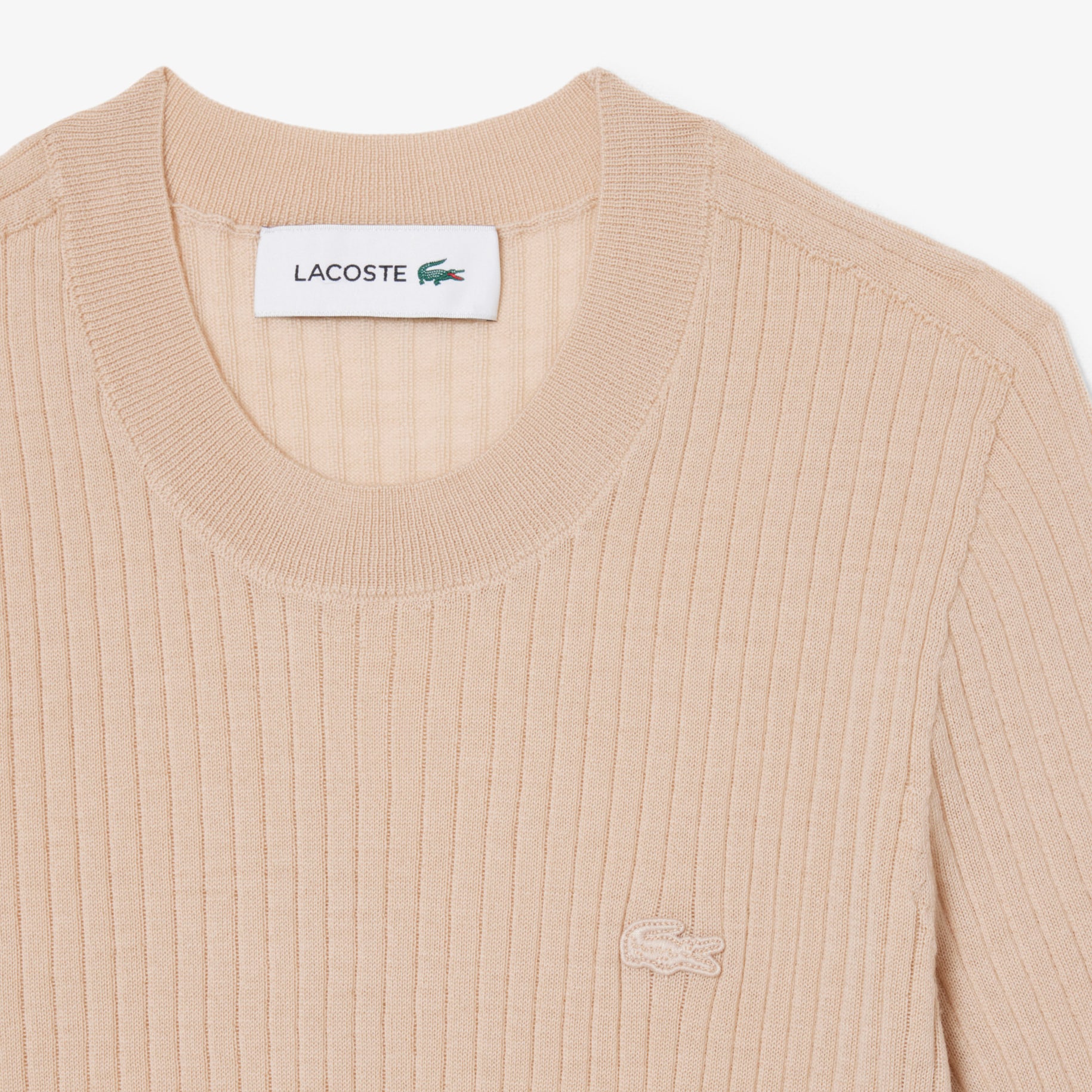 Short Sleeved Merino Wool Rib Knit Sweater image number 4