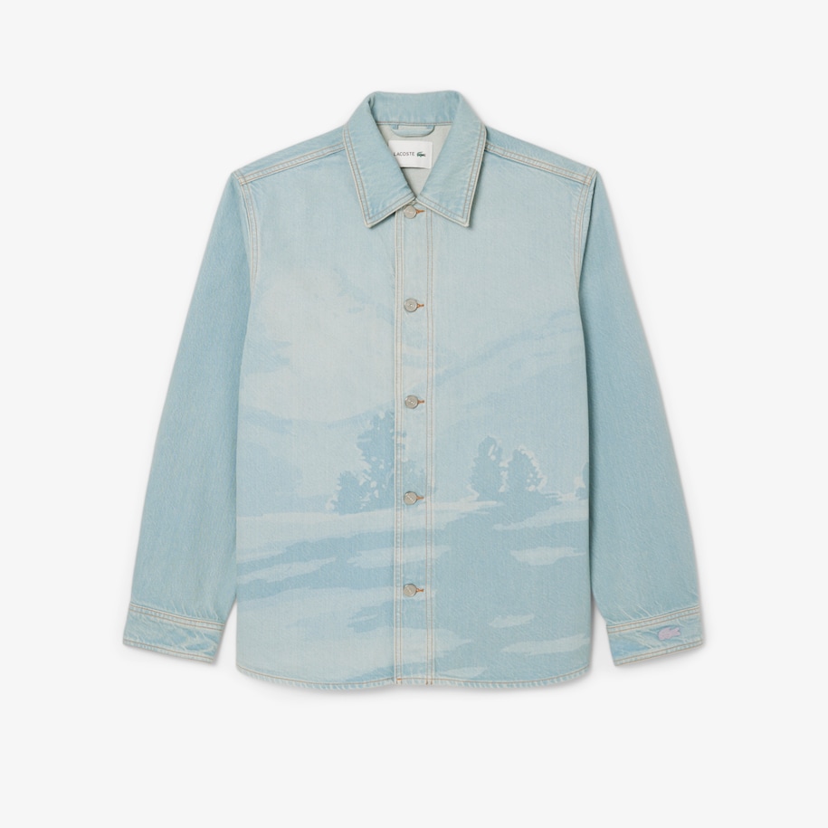 Landscape Motif Denim Overshirt image number 3