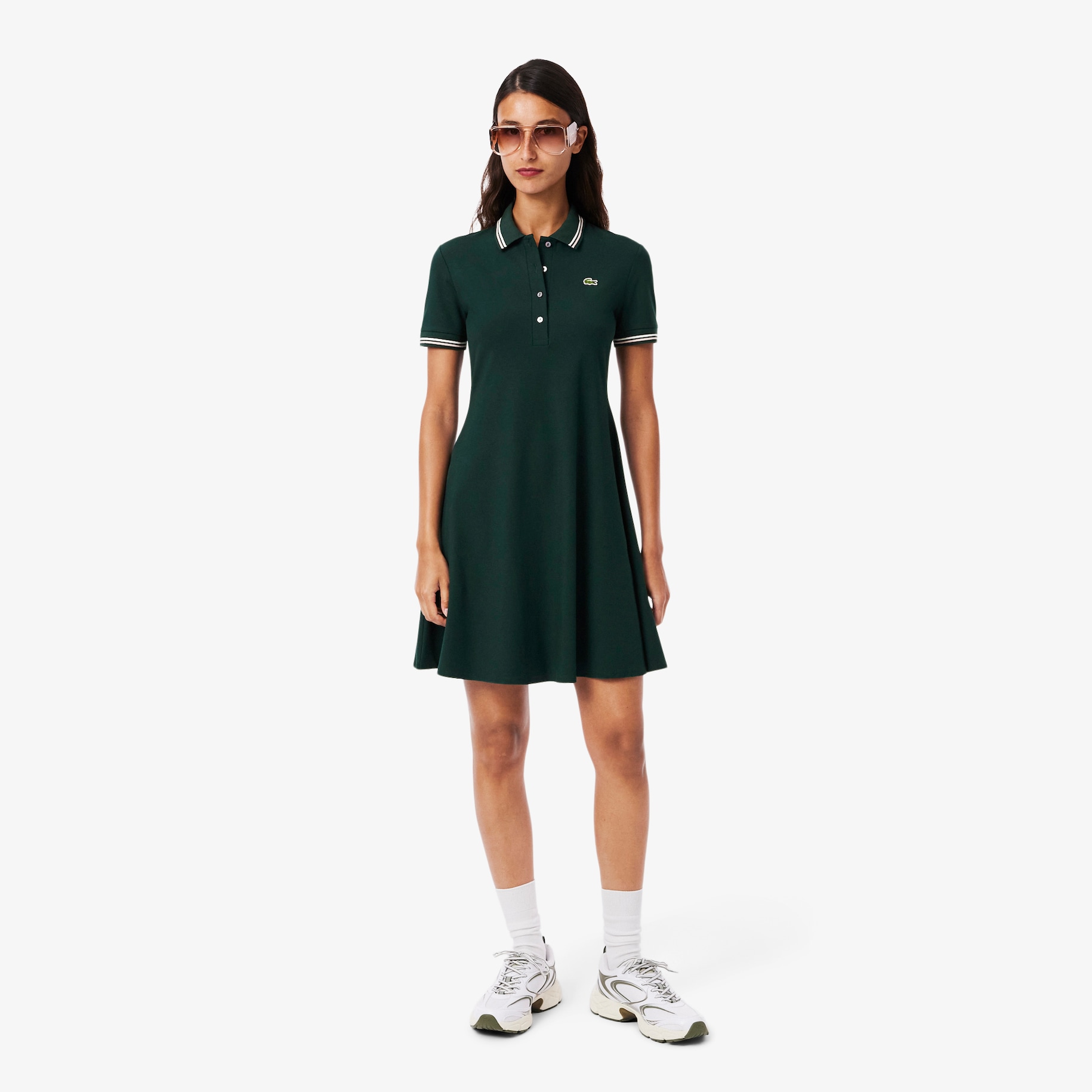 Stretch Polo Collar Skater Dress image number 0