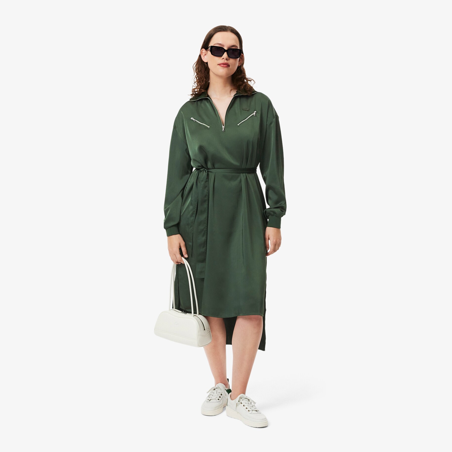 Long Sleeved Fluid Belted Dress image number 7