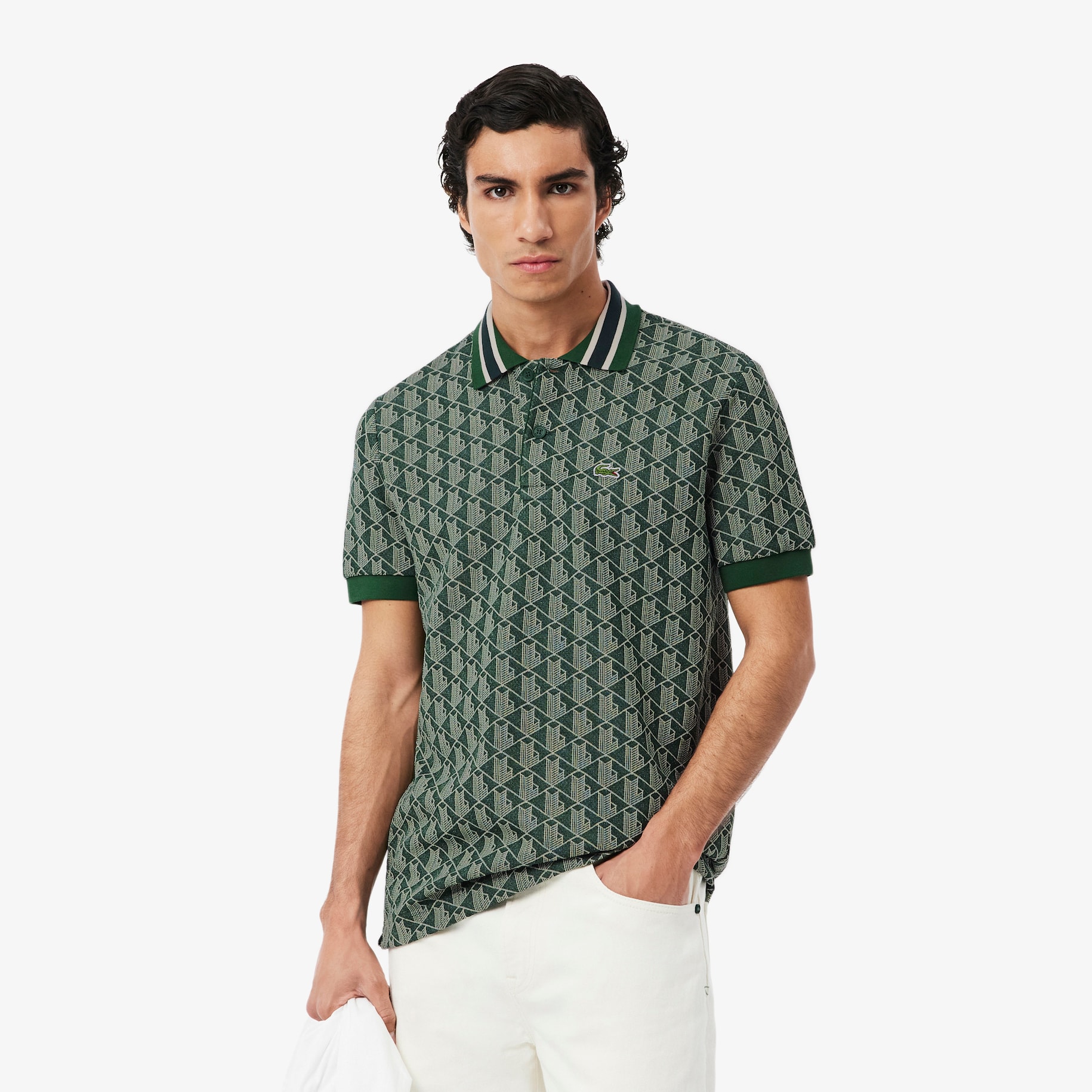 Classic Fit Monogram Jacquard Polo Shirt image number 0