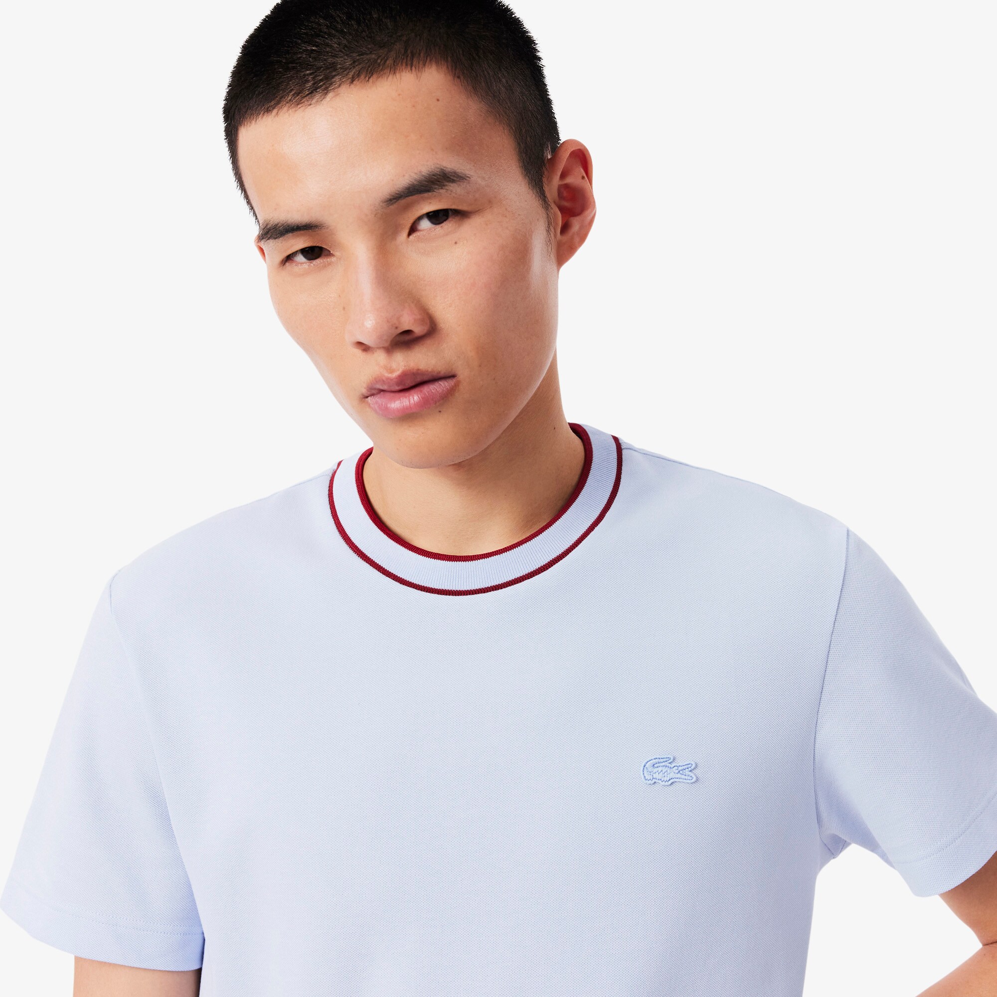 Stretch Piqu&eacute; Stripe Collar T-Shirt image number 1